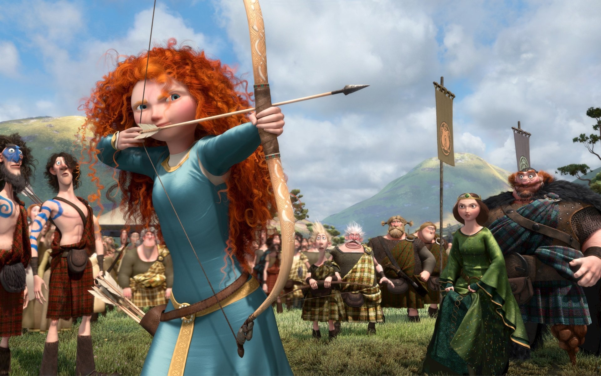 Brave (Disney): The story of the red-haired Merida, princess of a Scottish kingdom known as DunBroch. 1920x1200 HD Wallpaper.