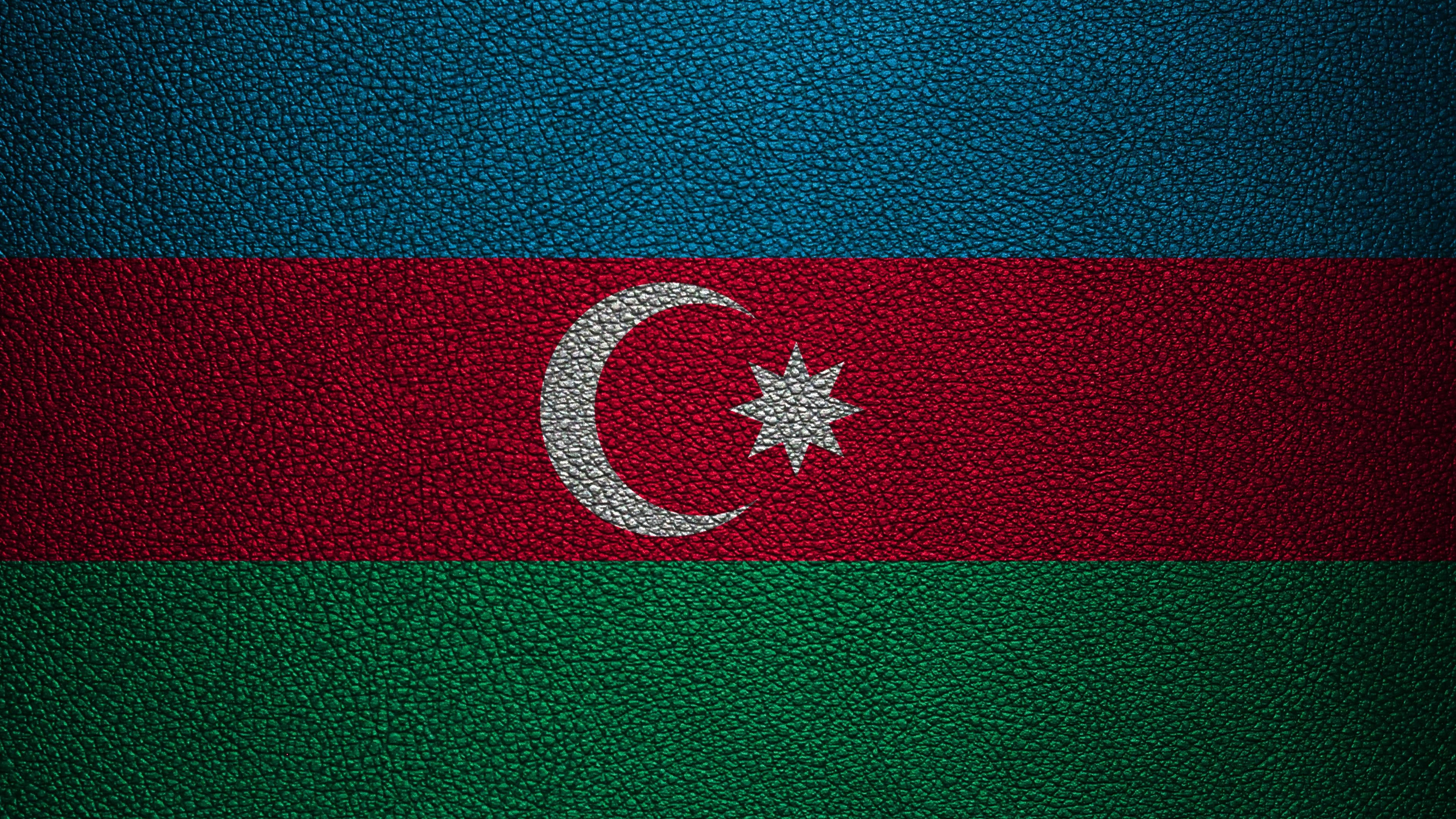 Azerbaijan: The bright blue represents Azerbaijan's Turkic heritage, the red represents progress, and the green represents Islam. 3840x2160 4K Background.