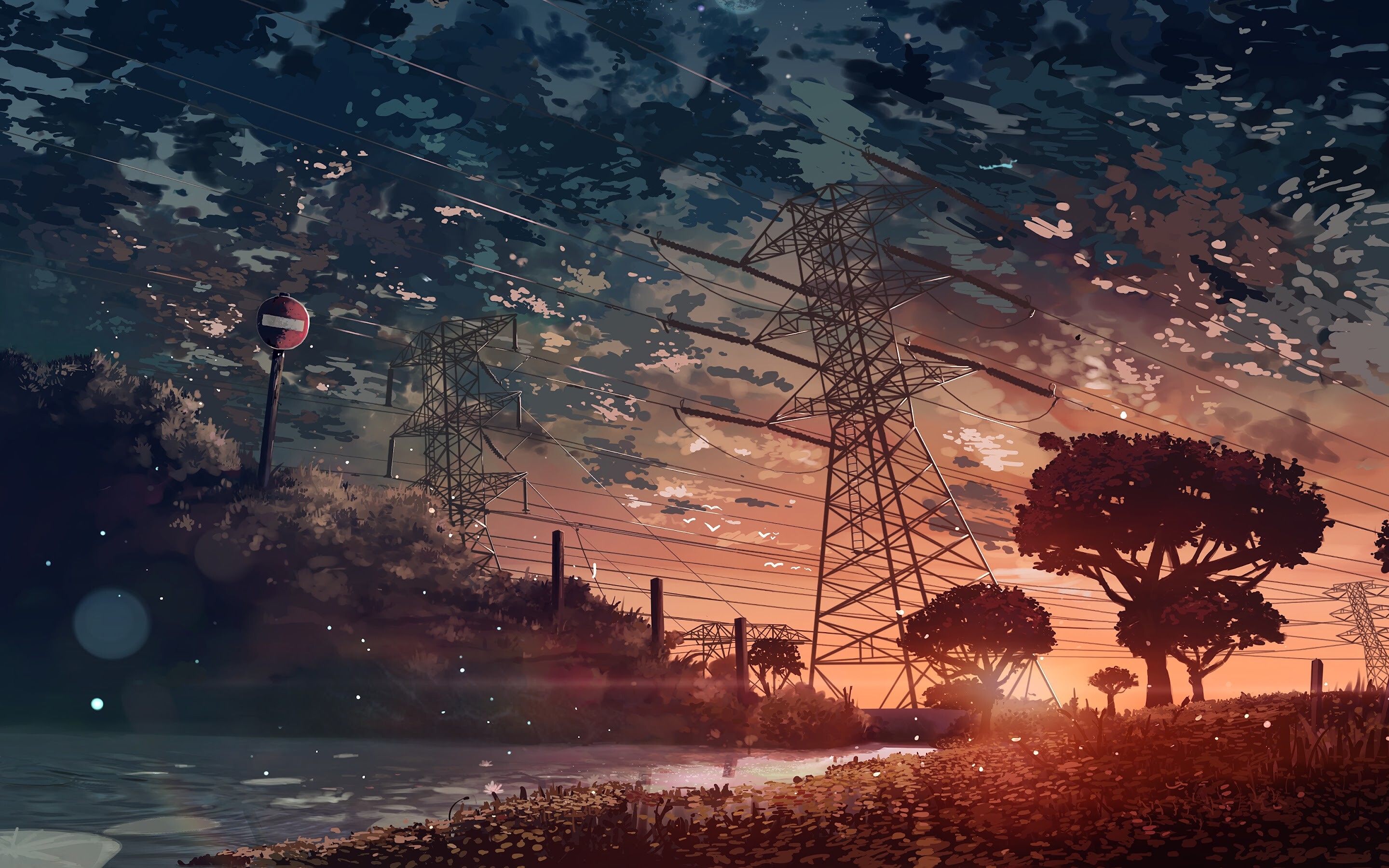 Sunset: Dusk, The descent of the sun below the horizon in the evening. 2880x1800 HD Background.