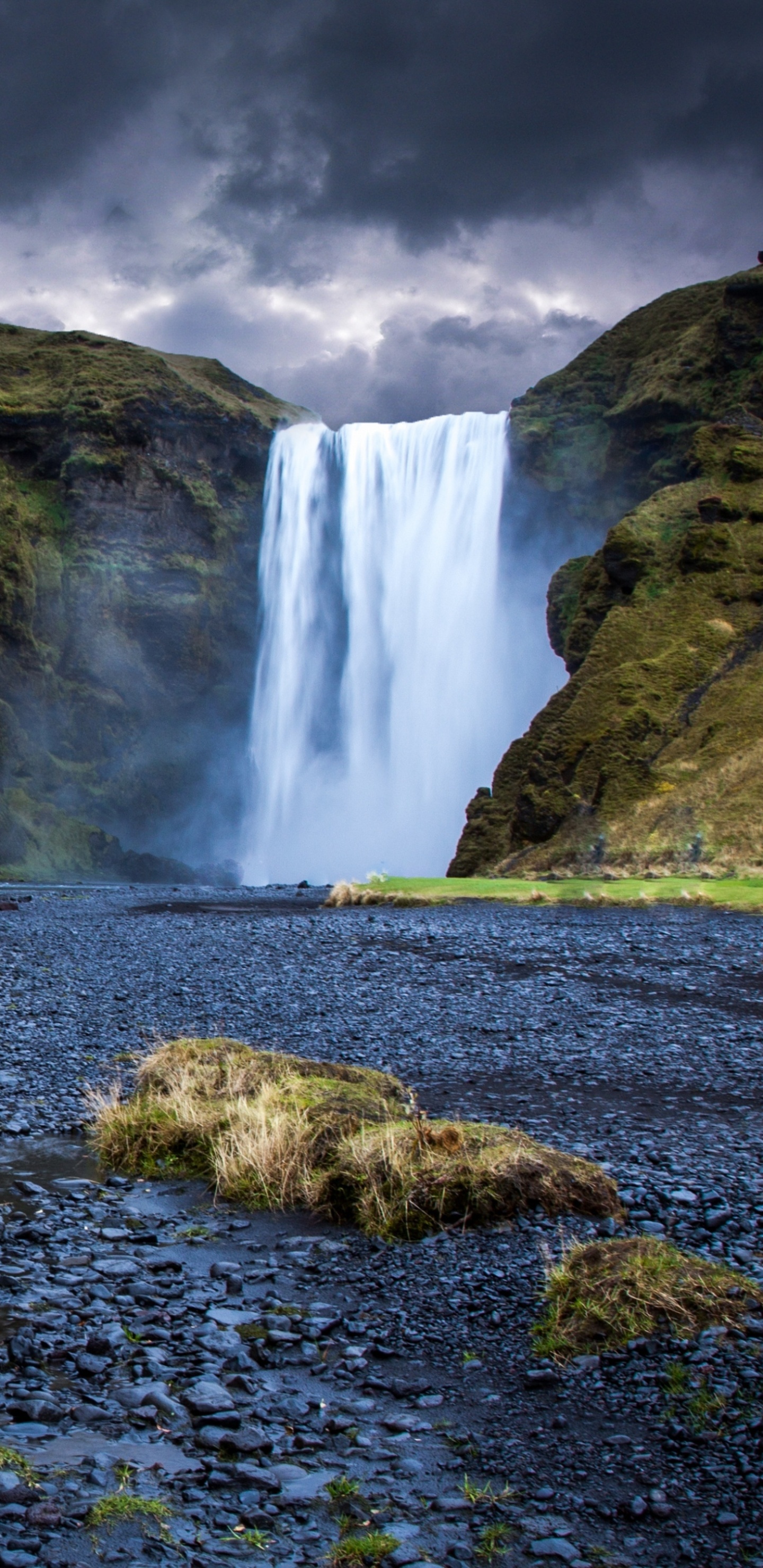 Earth's Skgafoss, Icelandic Beauty, Captivating Waterfall, Natural Wonder, 1440x2960 HD Phone