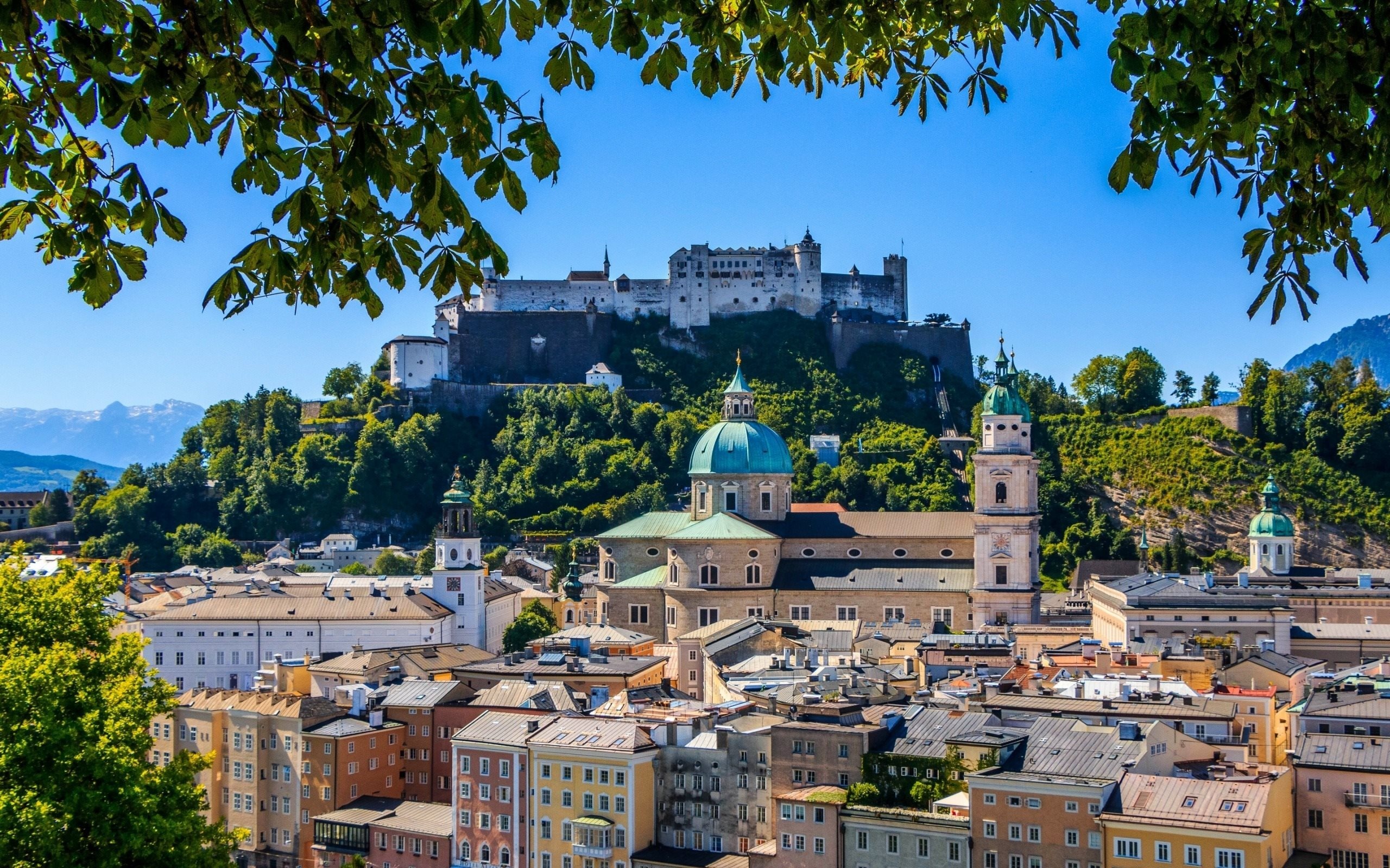 Salzburg Austria, Summer, Salzburg Cathedral, Festungsberg Hohensalzburg Castle, 2560x1600 HD Desktop