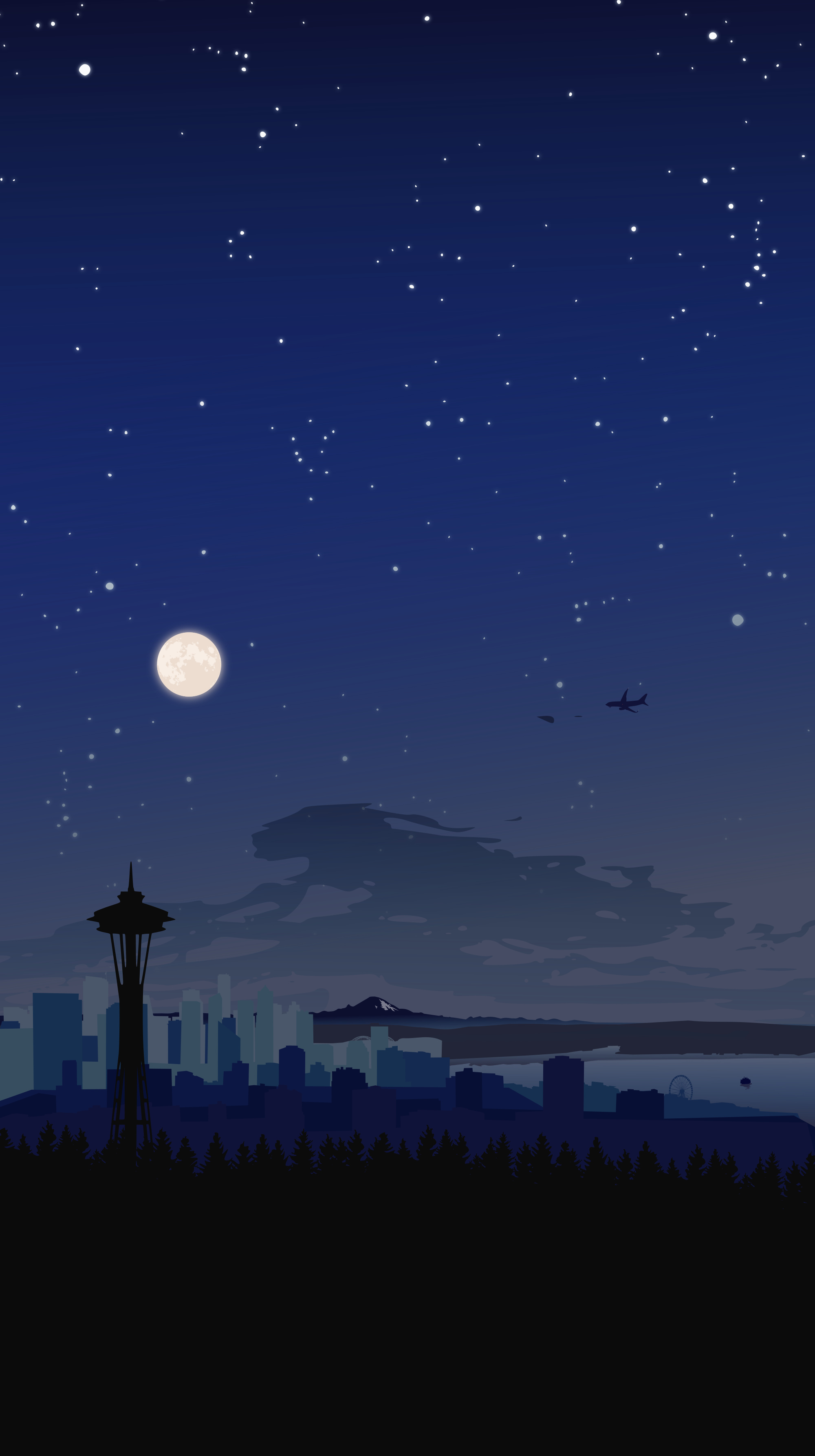 Cartoon Skyline, Night skyline wallpaper, Landscape scenery, Anime scenery, 2000x3580 HD Phone