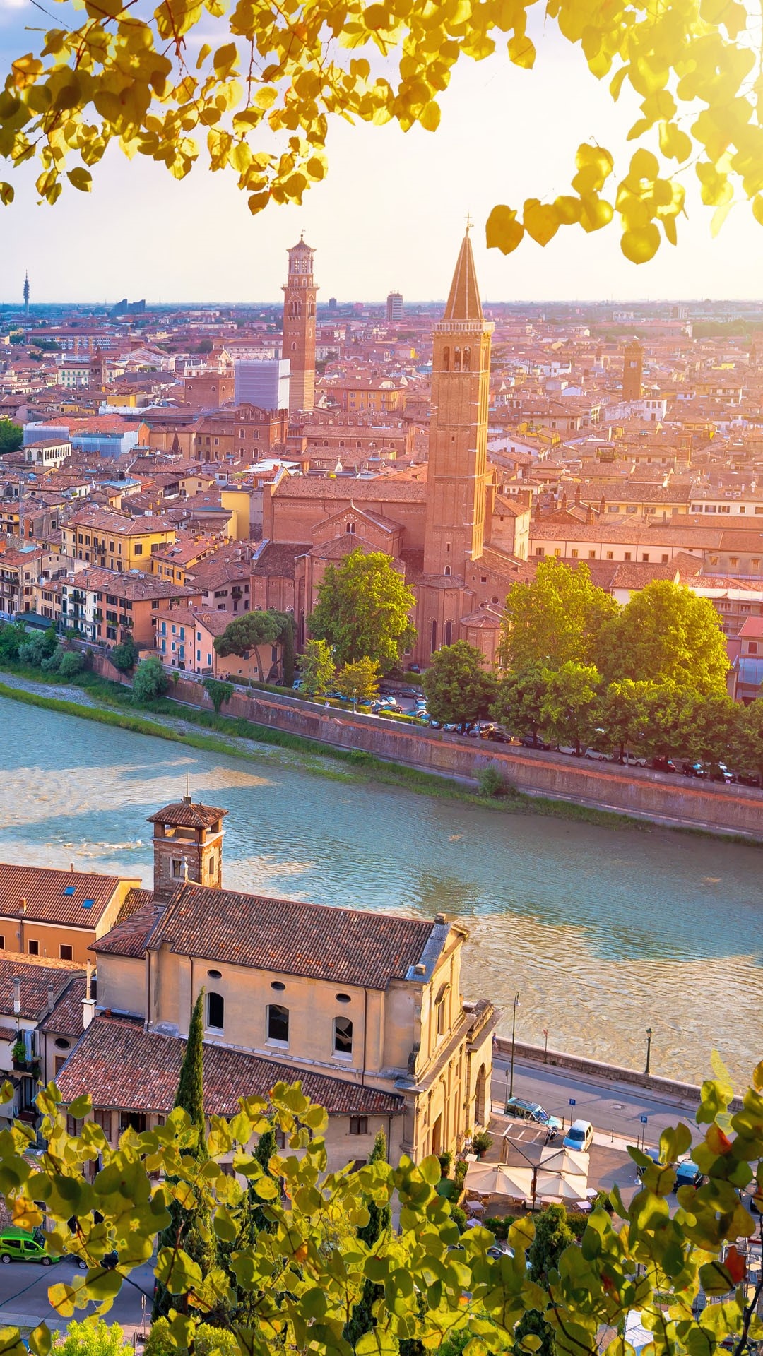 Verona Travels, Verona city view, Adige River, Windows 10 spotlight, 1080x1920 Full HD Handy