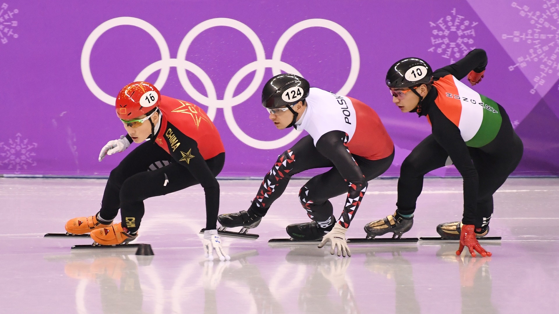 Speed Skating: Fast-paced sport, 2022 Winter Olympics, Short track speed skating, Mixed team relay. 1920x1080 Full HD Background.