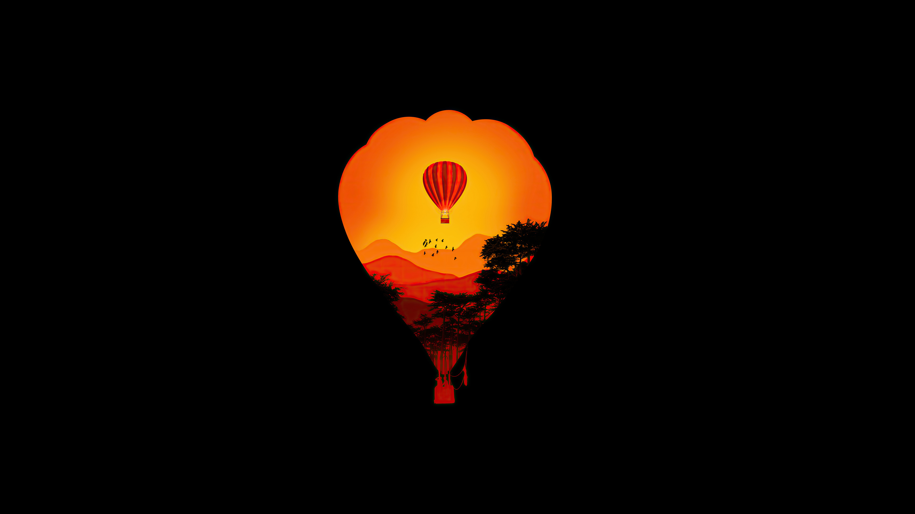 Art, Air balloon, Minimal dark art, Artist, 3840x2160 4K Desktop