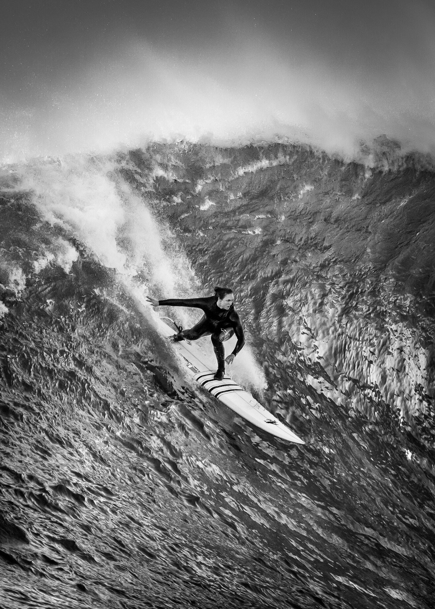Girl Surfing: Monochrome short boarding woman athlete, Paige Alms, Woman athlete. 1470x2050 HD Background.