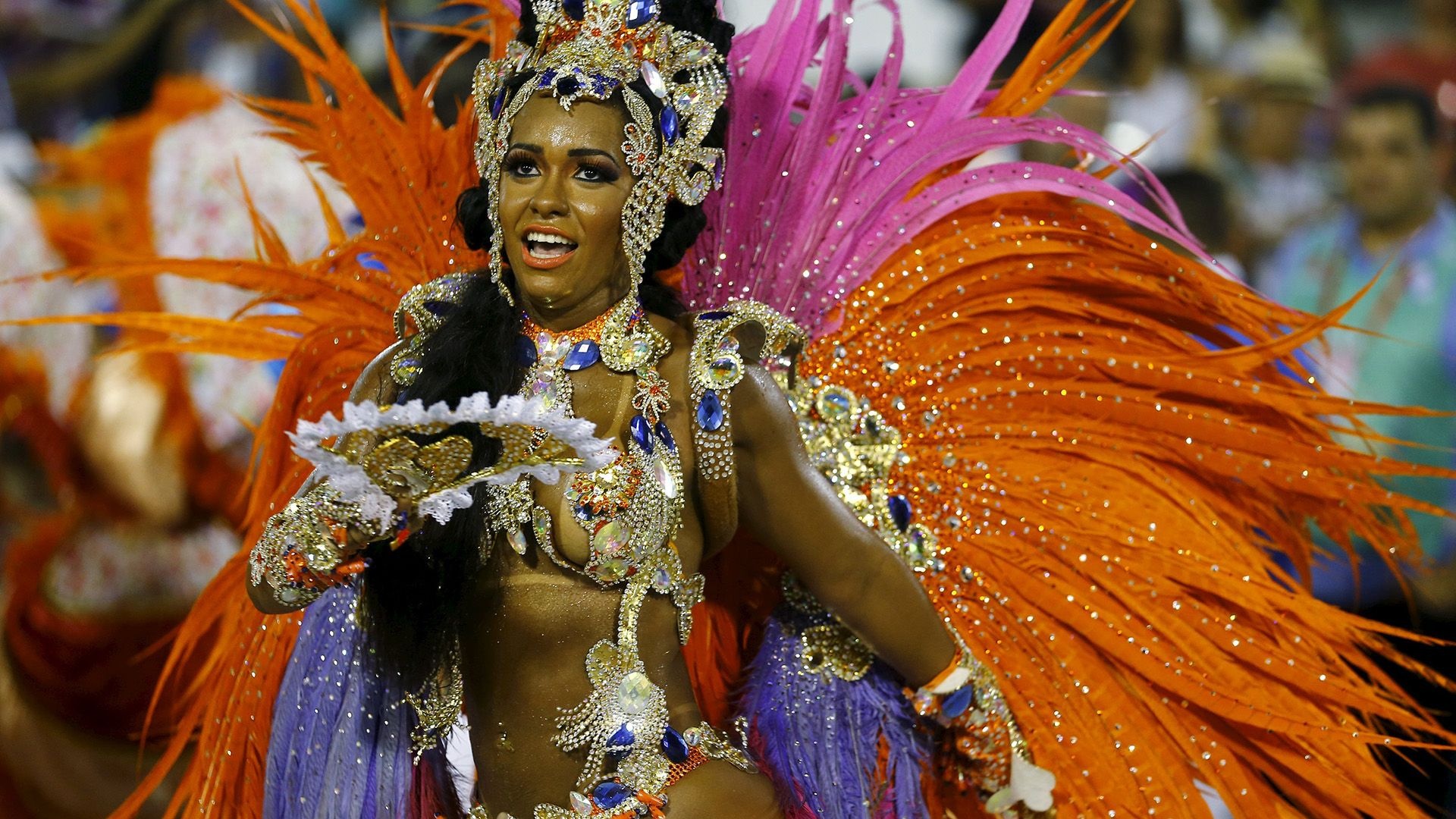 Samba: The dance of celebration and joy at Carnival celebrations in Brazil, Rhythmical moves, Samba music. 1920x1080 Full HD Wallpaper.