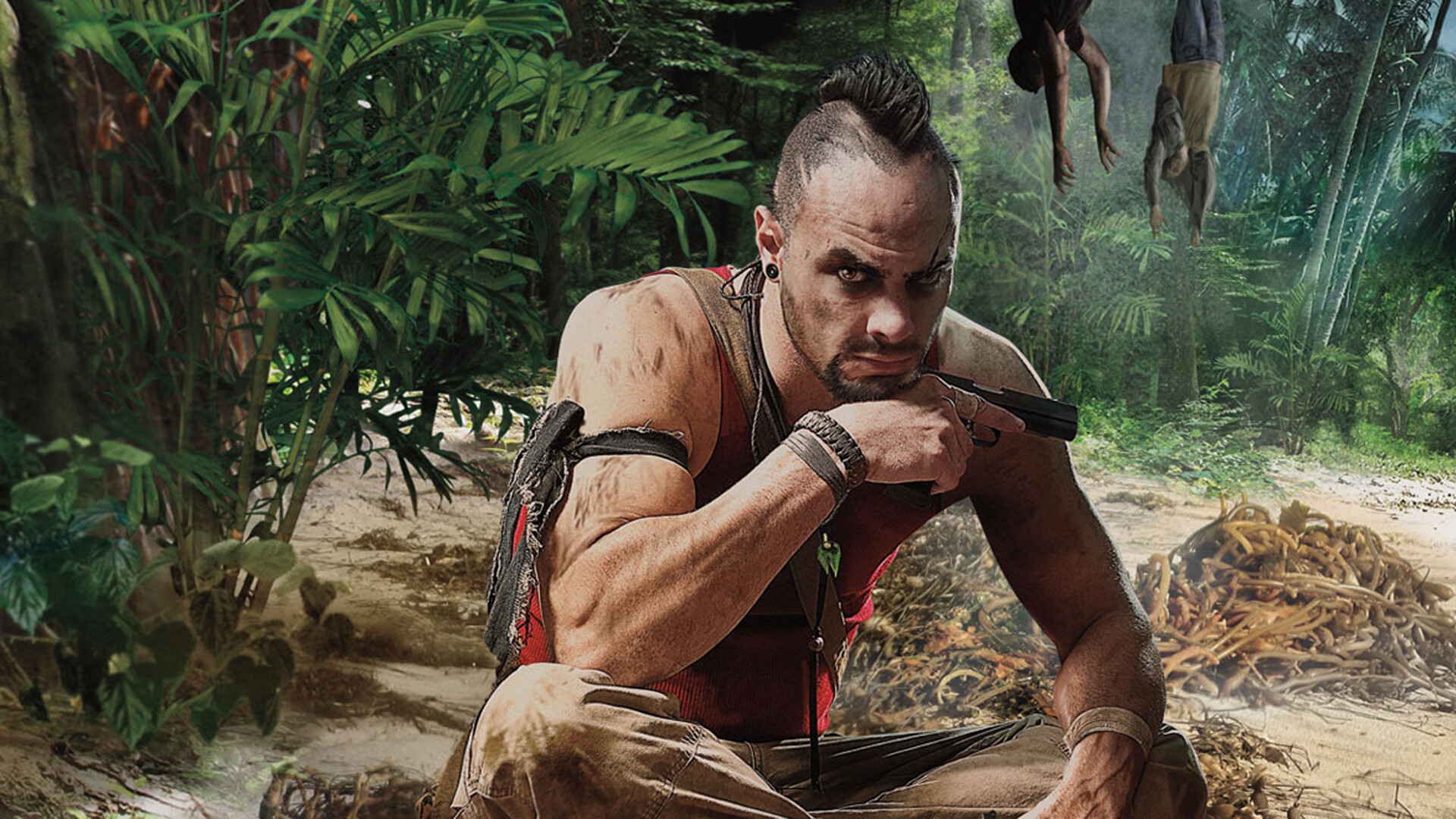 Far Cry 3: Vaas, The secondary antagonist of the 2012 first-person-shooter video game. 1920x1080 Full HD Background.