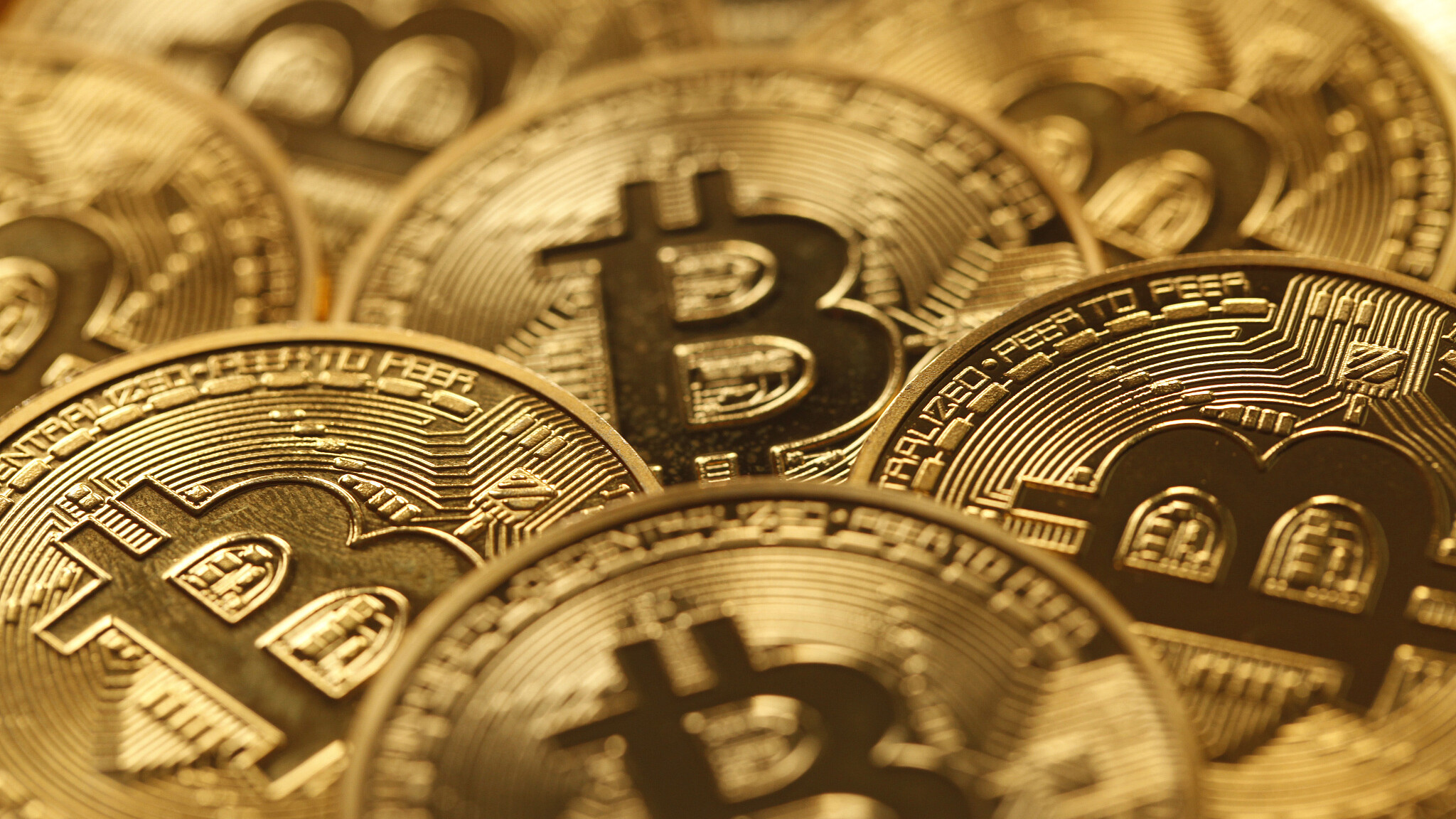 Bitcoin: Crypto, Blockchain technology, Public online ledger. 2050x1160 HD Background.