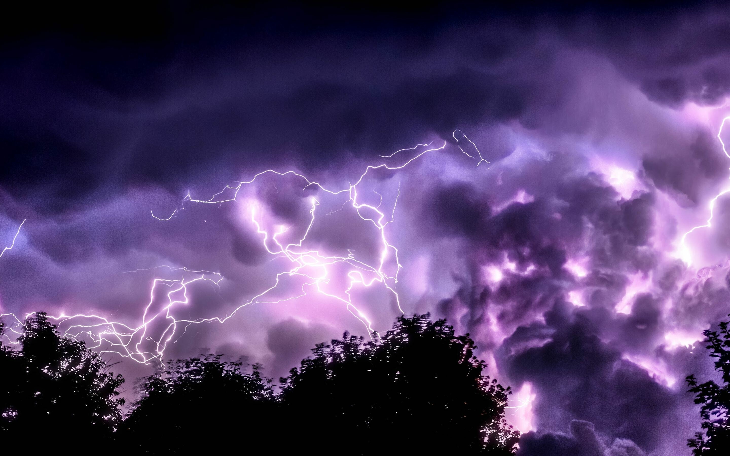 Lightning and trees, iMac wallpaper, Download, Thunder, 2880x1800 HD Desktop