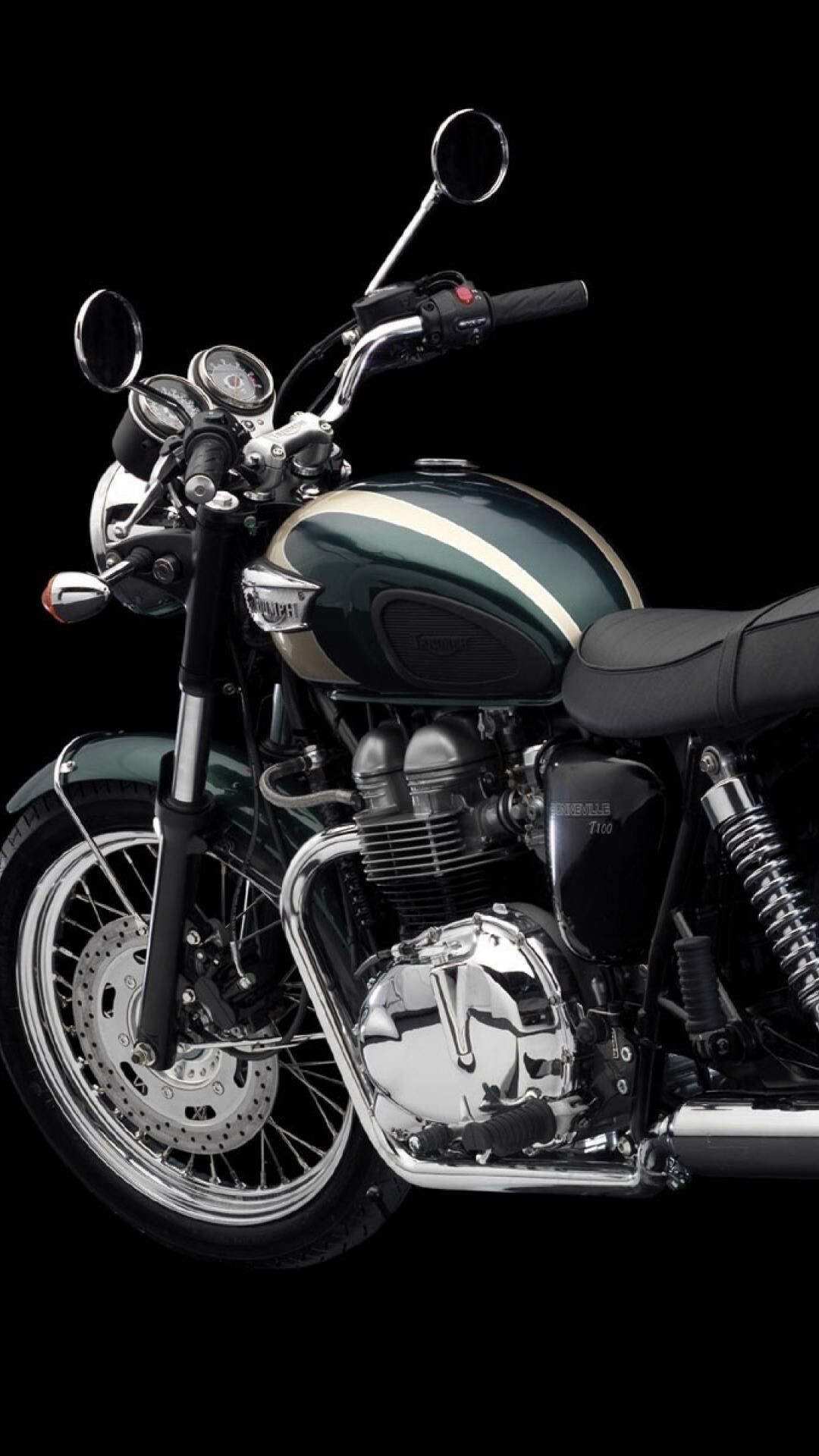Triumph Motorcycles: Bonneville, A standard motorcycle featuring a parallel-twin four-stroke engine. 1080x1920 Full HD Background.