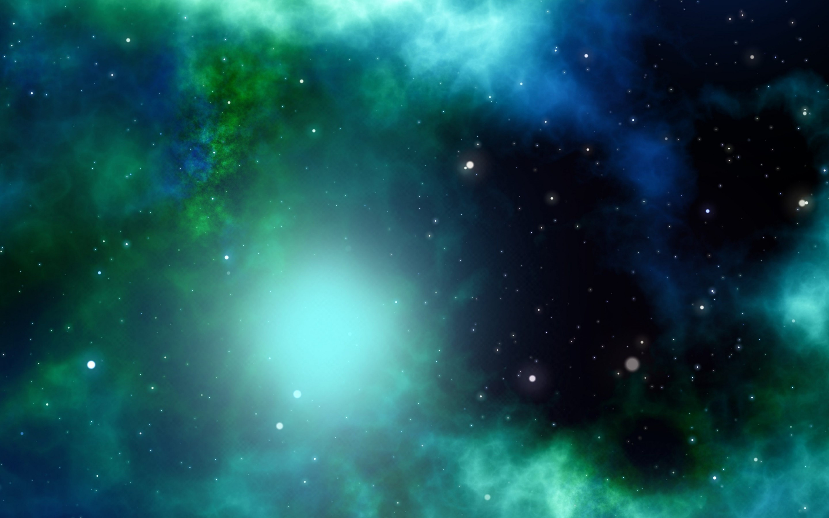 Green Nebula: The star cluster, The space between the star systems in a galaxy. 2880x1800 HD Wallpaper.