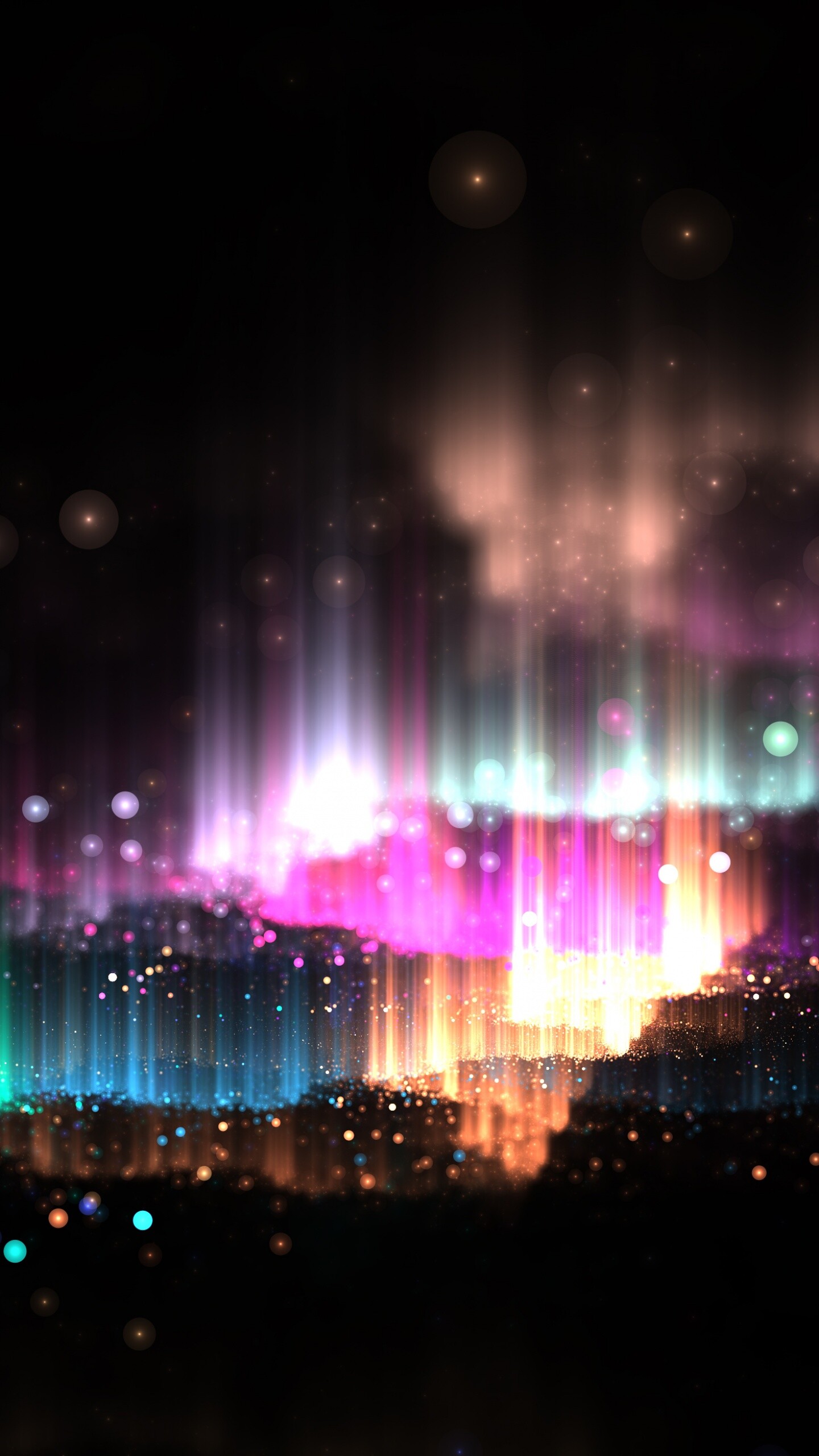 Glowing lights, Colorful abstract, Dark atmosphere, 4K glitter wallpaper, 1440x2560 HD Phone