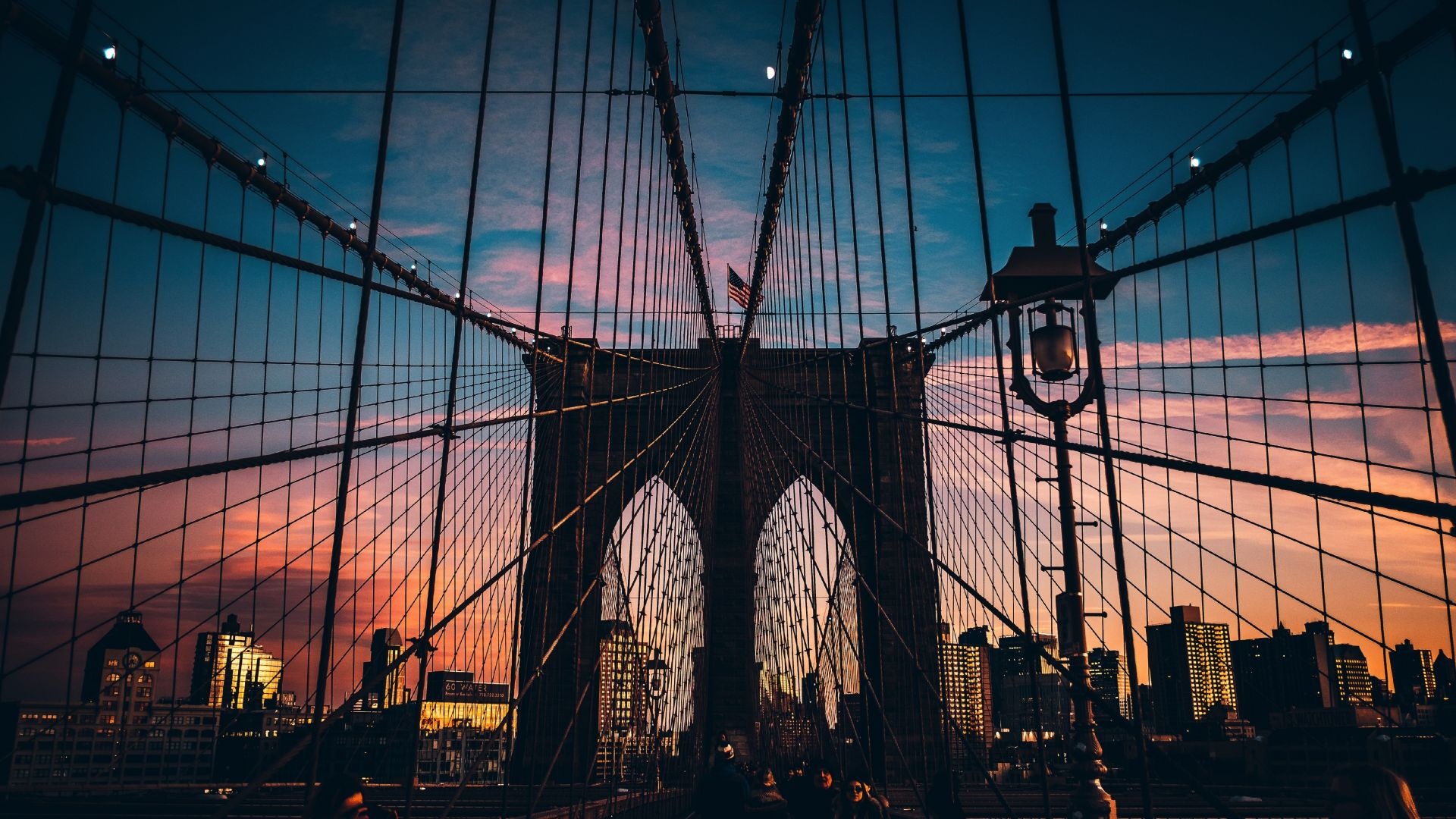 Brooklyn Bridge, Suspension bridge, Sunset view, HD wallpaper, 1920x1080 Full HD Desktop