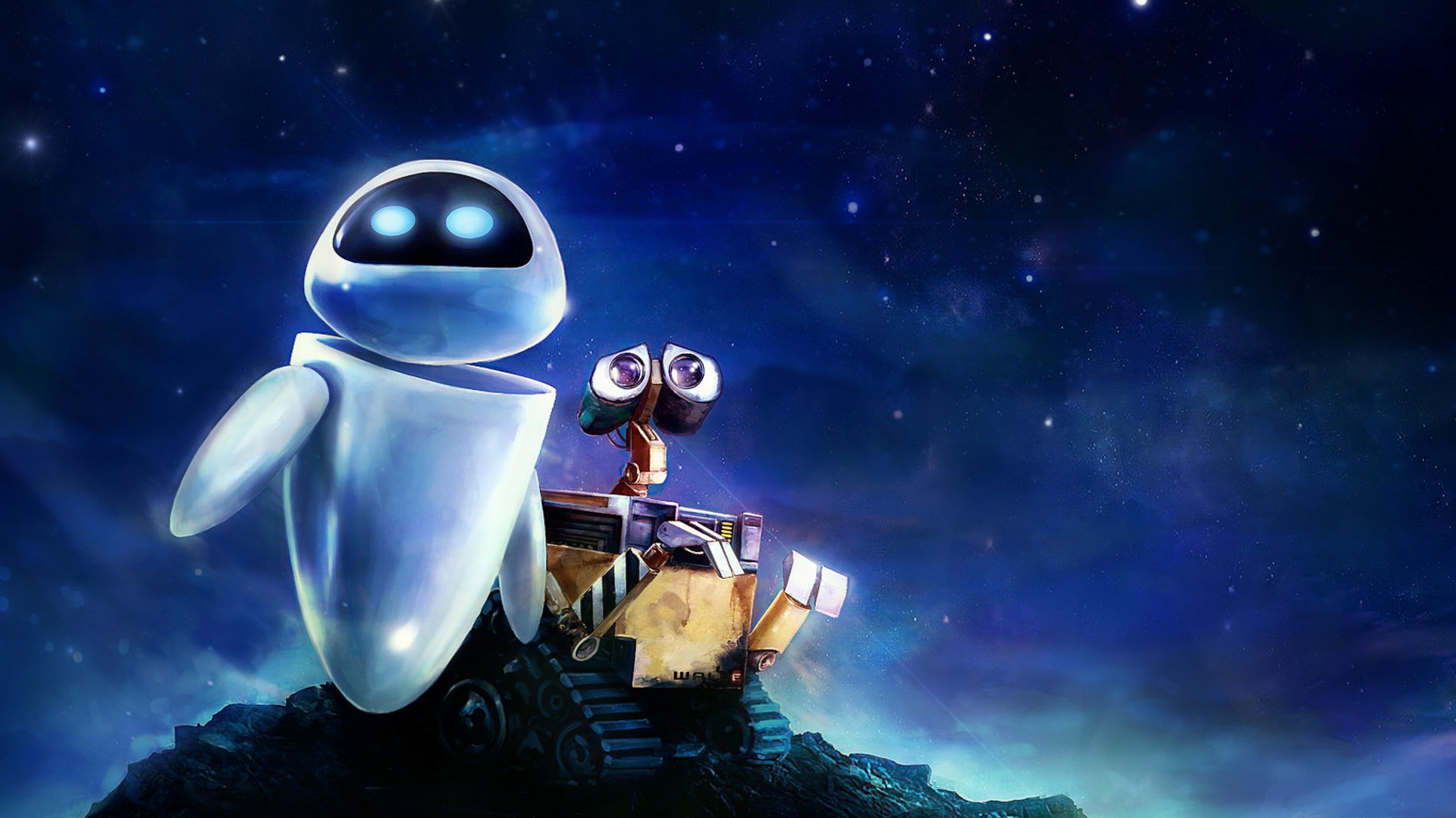 WALL·E: Directed and co-written by Andrew Stanton, produced by Jim Morris, and co-written by Jim Reardon. 3840x2160 4K Background.