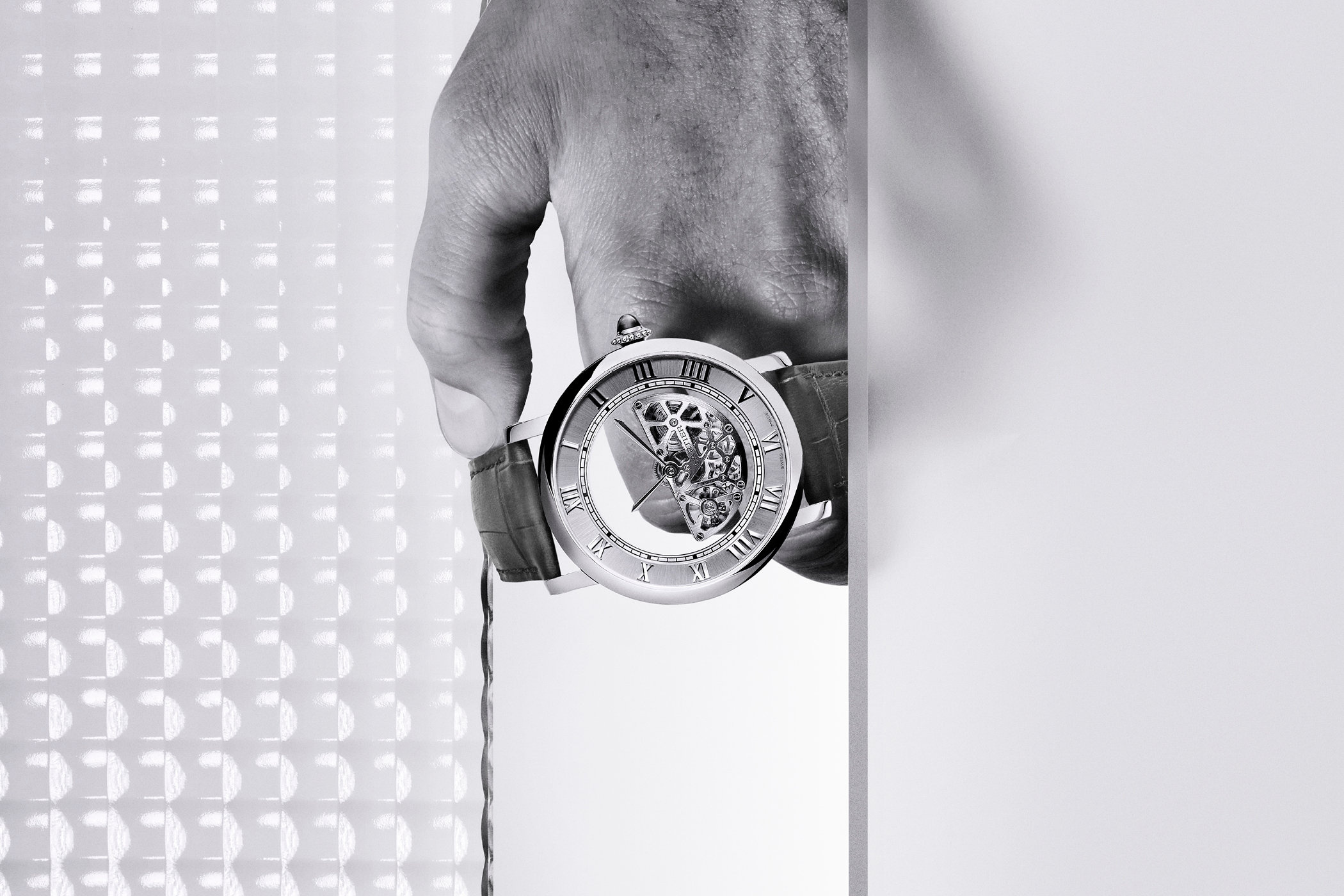 Cartier: Masse Mysterieuse, Luxury watch, Monochrome. 2100x1400 HD Wallpaper.