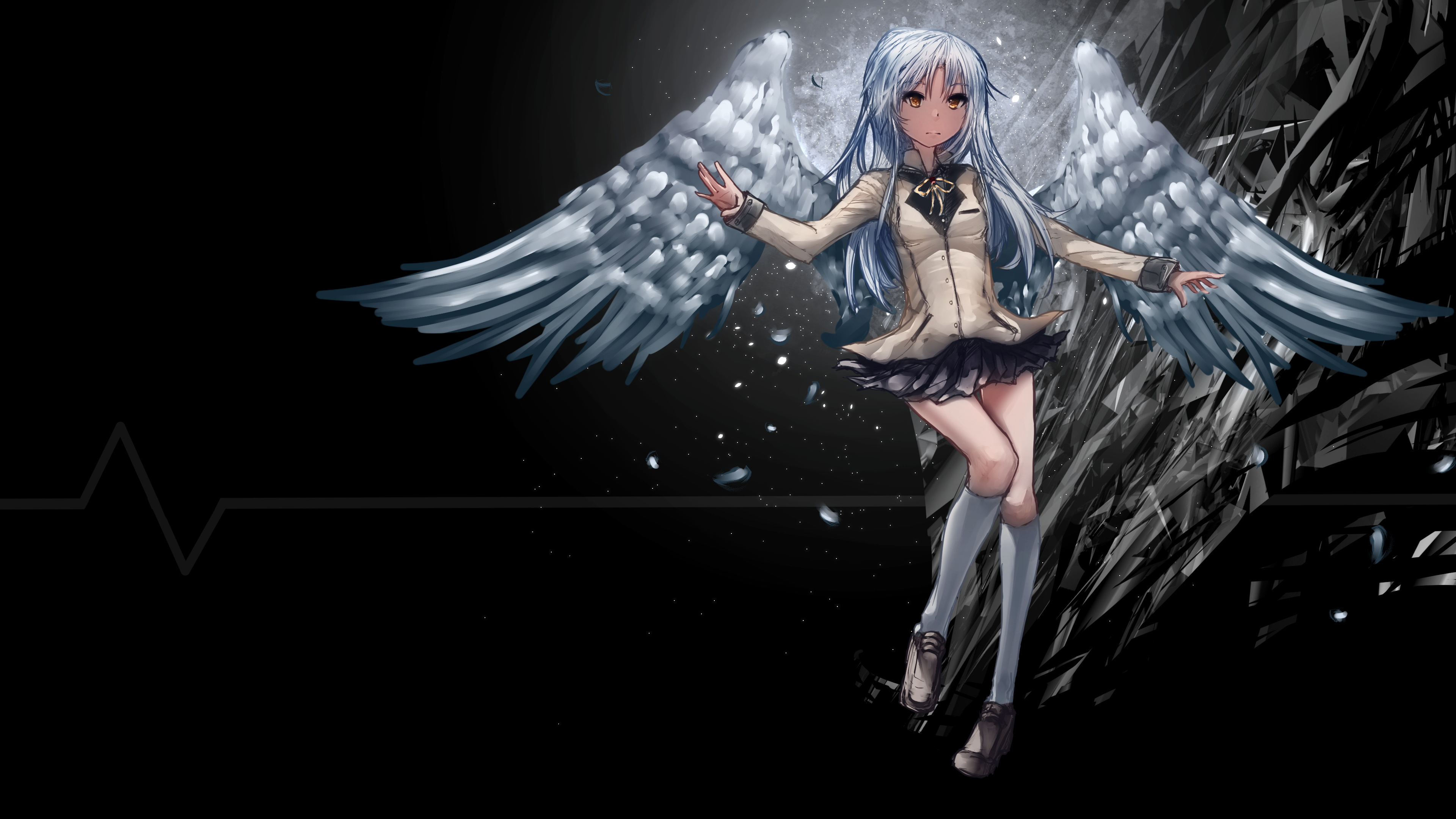 Angel Beats! (Anime): Kanade Tachibana, Angel by the Afterlife Battle Front. 3840x2160 4K Background.