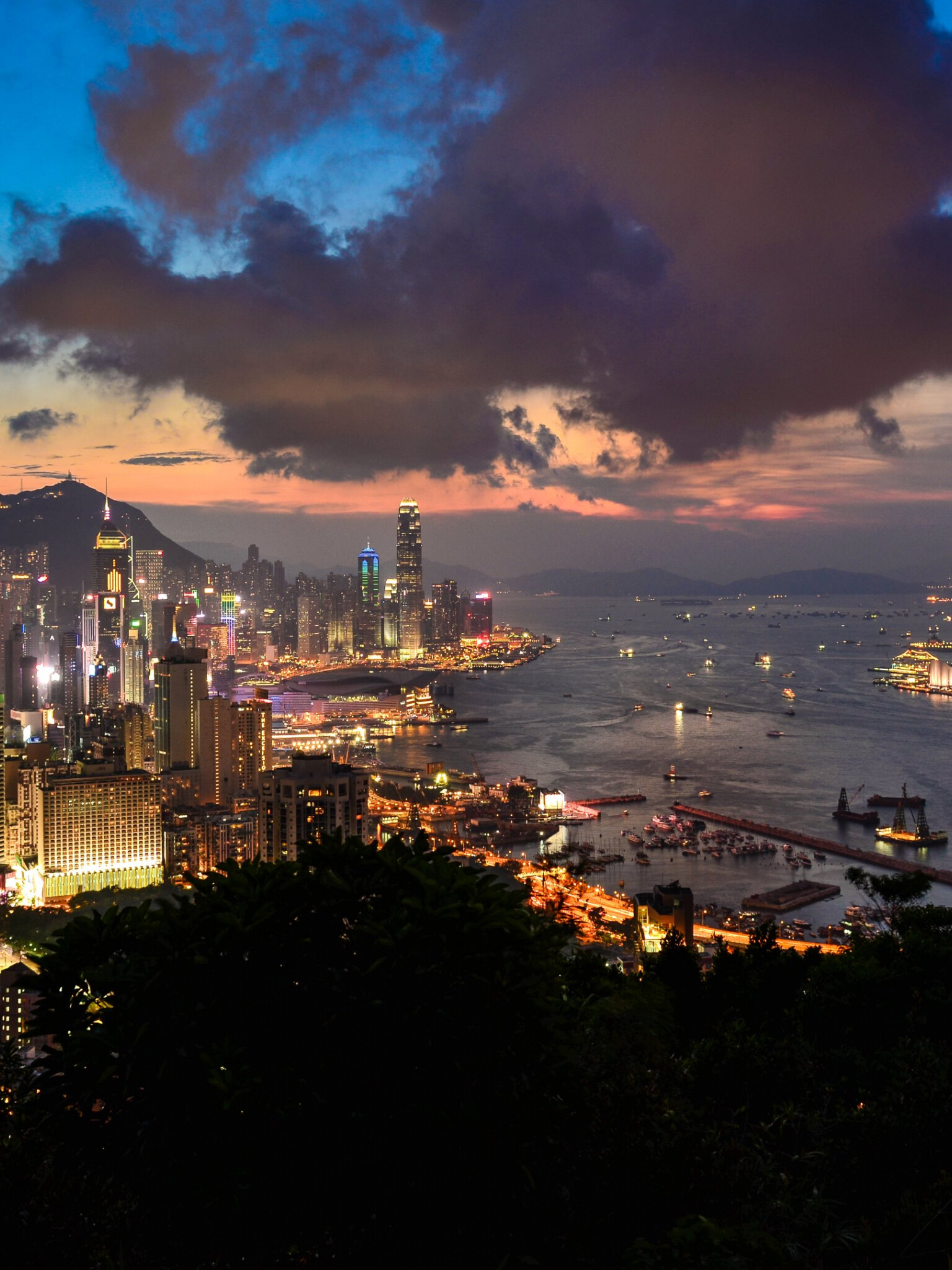 Hong Kong: Viewpoint, Red Incense Burner Summit. 1540x2050 HD Background.