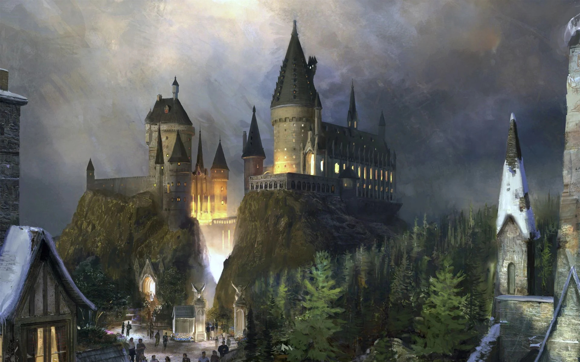 Hogwarts, Assortment of wallpapers, Magical castle, Hogwarts houses, 1920x1200 HD Desktop