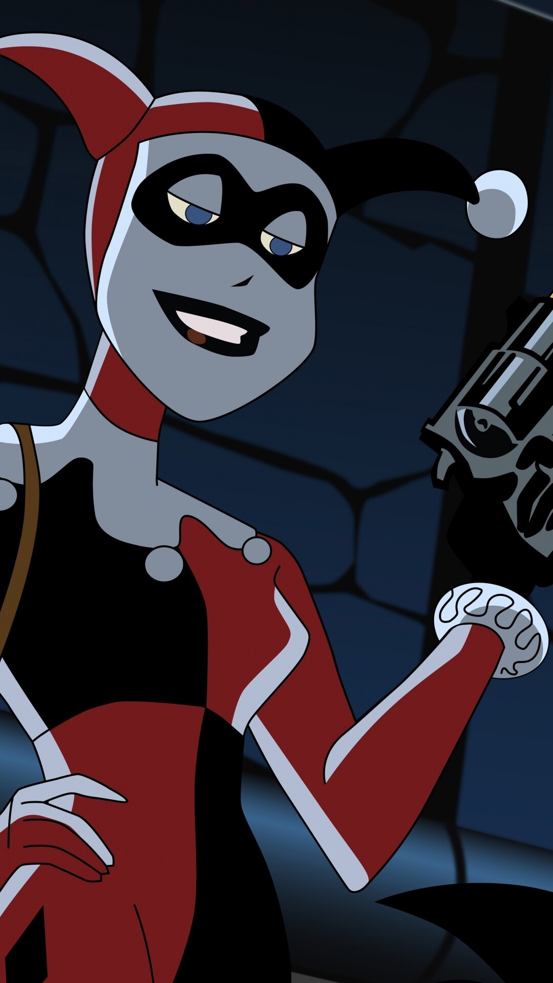 Harley Quinn: Girlfriend and sidekick to the Joker, has acted as both ally and enemy to Batman. 1080x1920 Full HD Wallpaper.