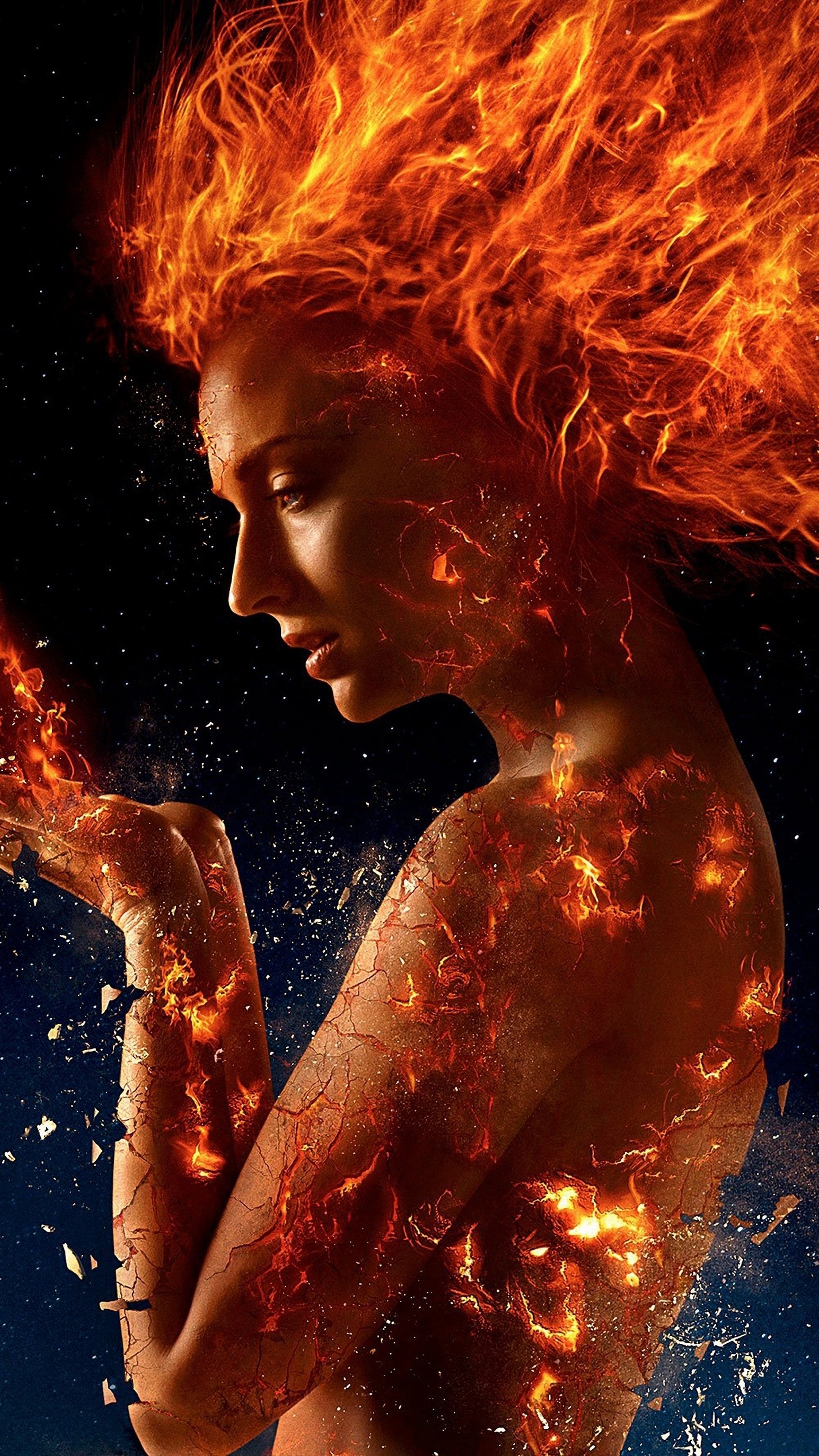 Sophie Turner: Reprised the role as Jean Grey in the X-Men film Dark Phoenix (2019). 2160x3840 4K Wallpaper.