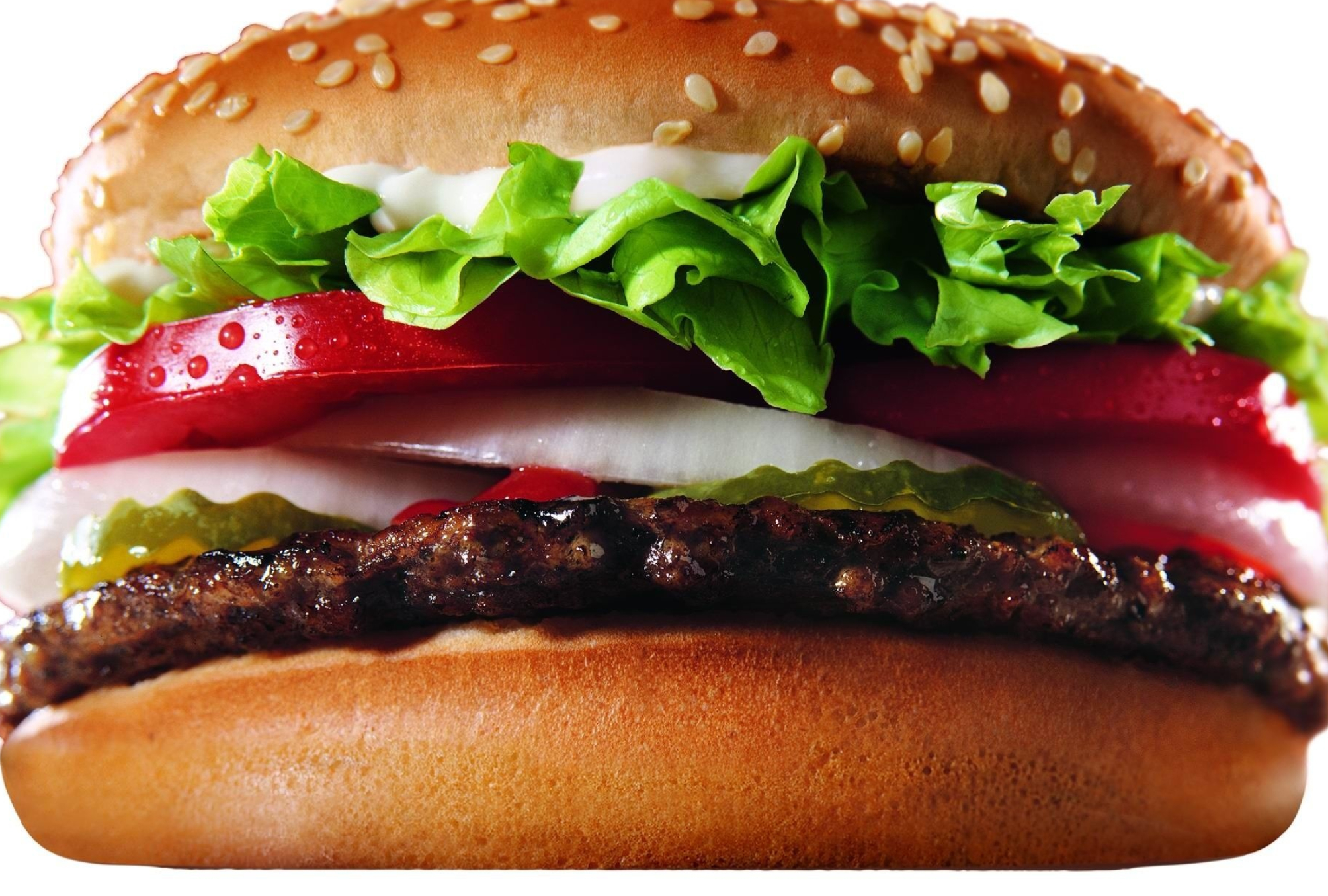 Hamburger: The smoky flavors of grilled meat, Barbecue sauce. 2010x1360 HD Wallpaper.