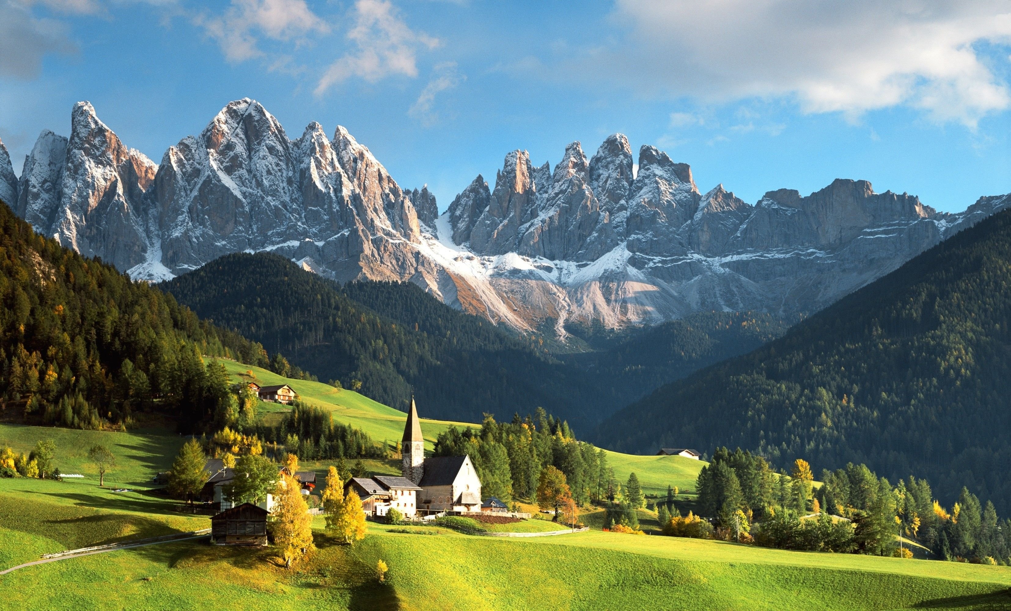 Austrian Alps, Mountain range, Scenic views, Spruce trees, 3310x2000 HD Desktop