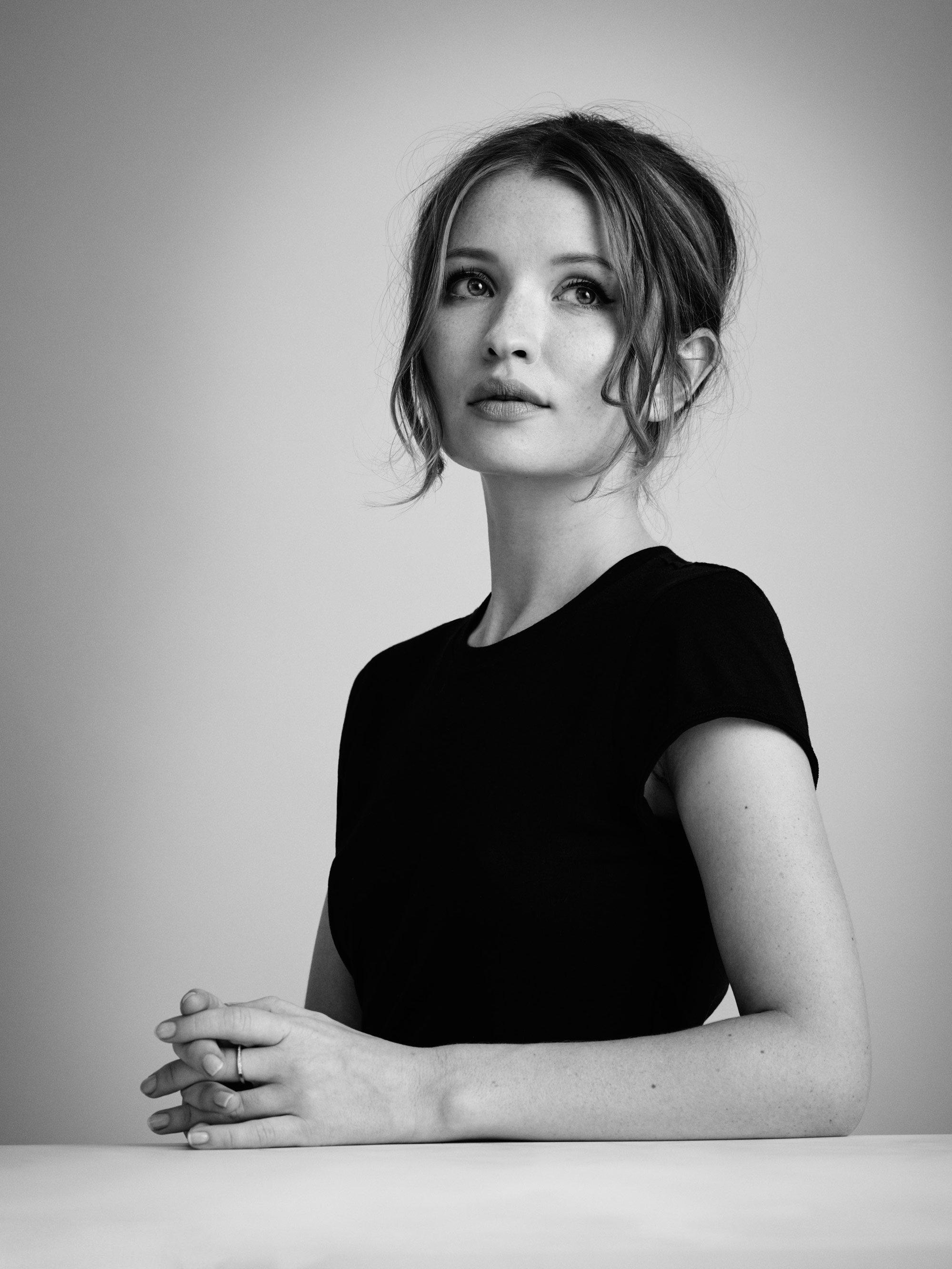 Emily Browning women actress, Brunette monochrome, Simple background, Wallpaper, 2000x2670 HD Phone