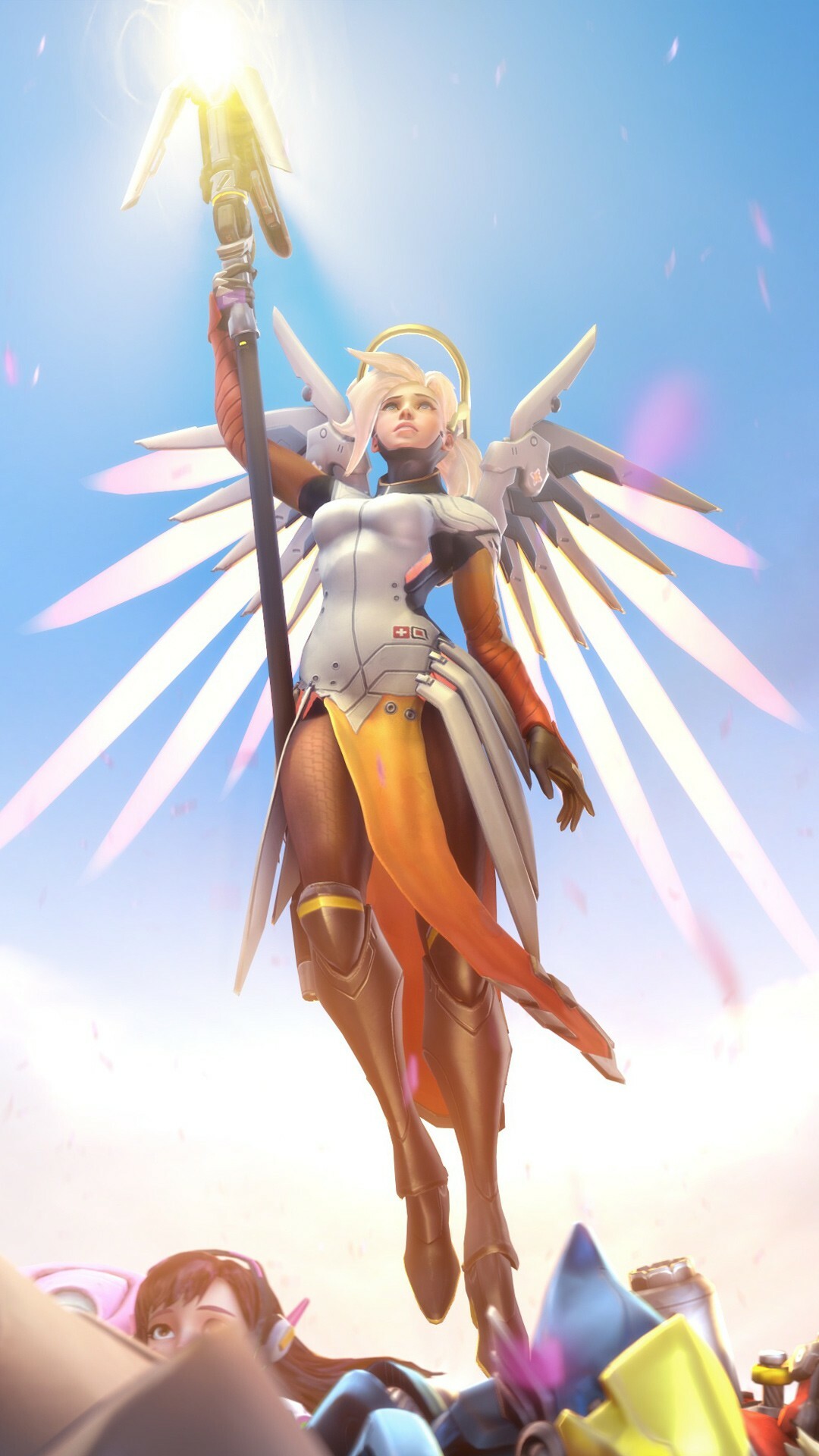 Overwatch: Mercy, A Support hero, Valkyrie Suit, Games. 1080x1920 Full HD Wallpaper.