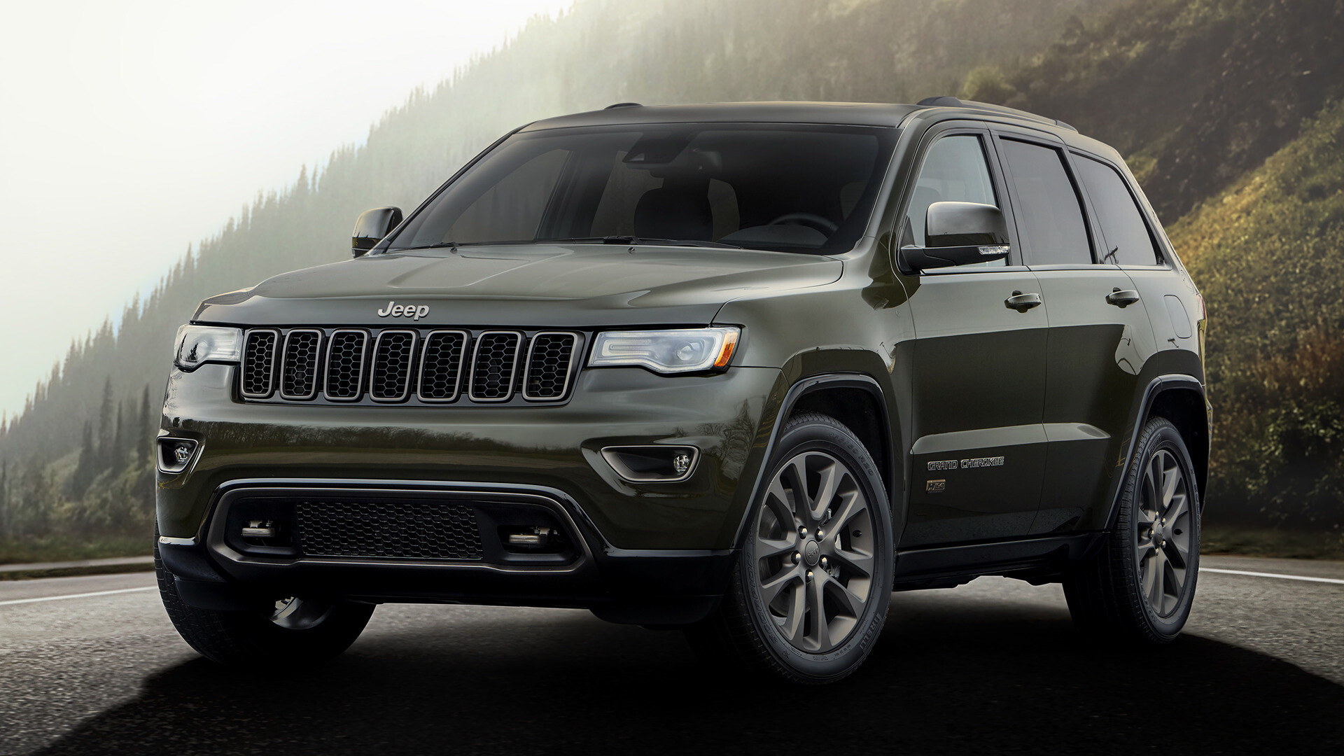 Jeep Grand Cherokee: 75th Anniversary Edition, Powered by 3.6L V6 Gas Engine with 8-Speed Automatic transmission. 1920x1080 Full HD Background.