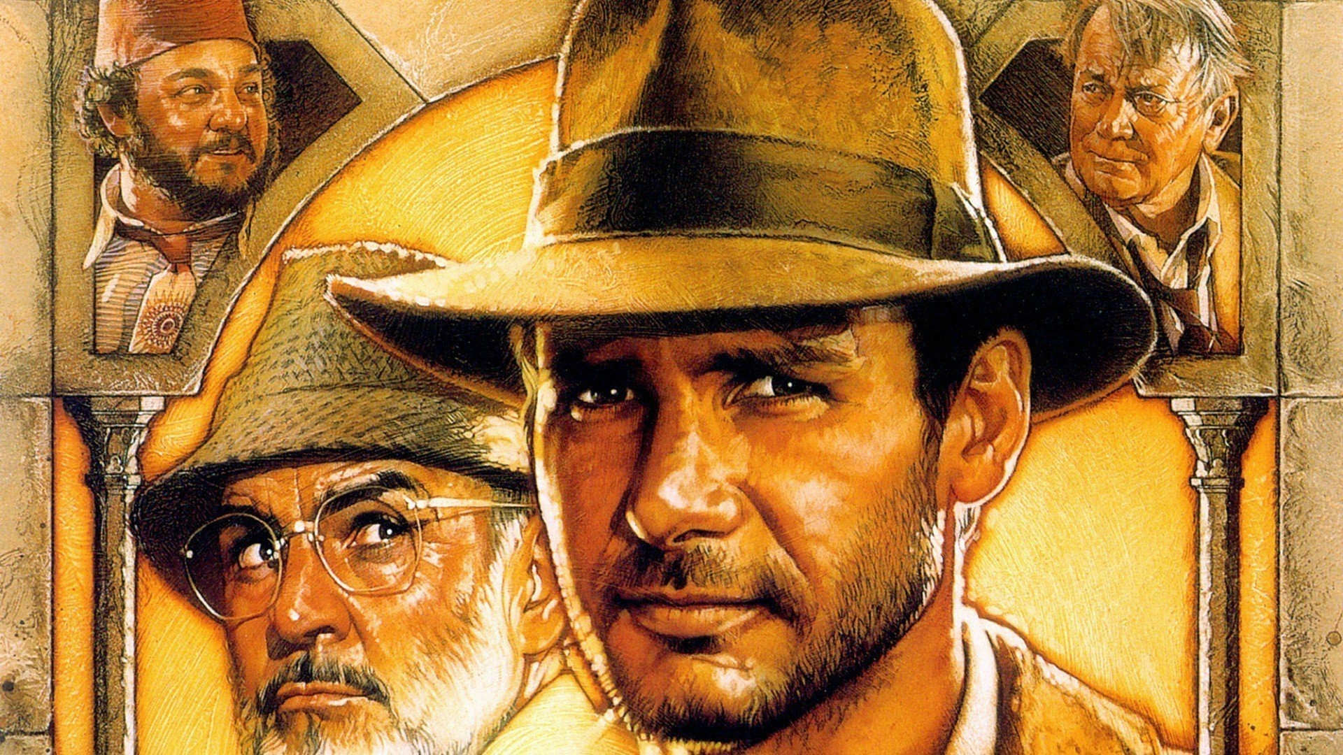 Harrison Ford (Indiana Jones): The Last Crusade, Jone's father, portrayed by Sean Connery. 1920x1080 Full HD Background.