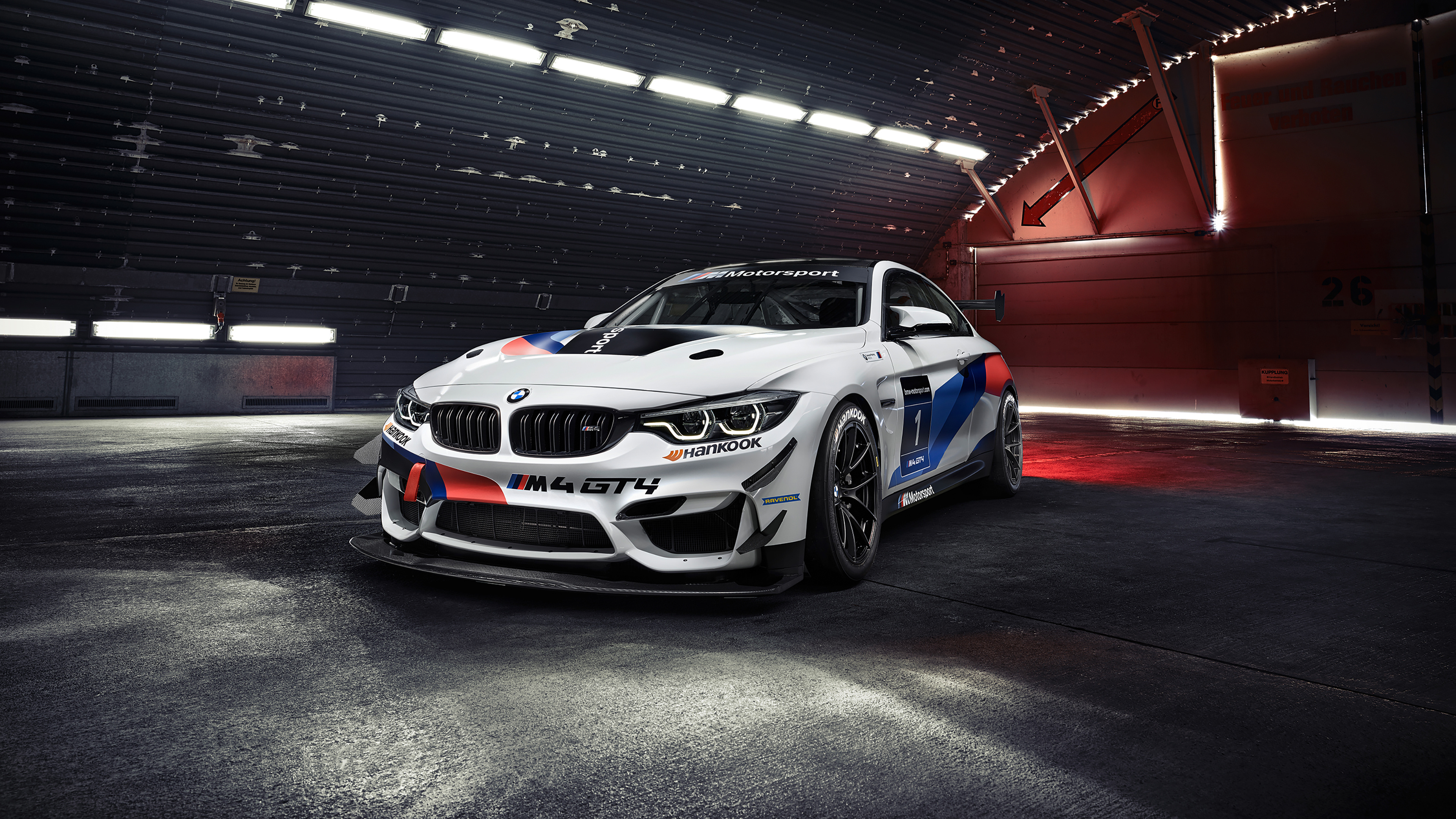 BMW M4 GT4, MPerformance hangar, Low light race cars, 3840x2160 4K Desktop