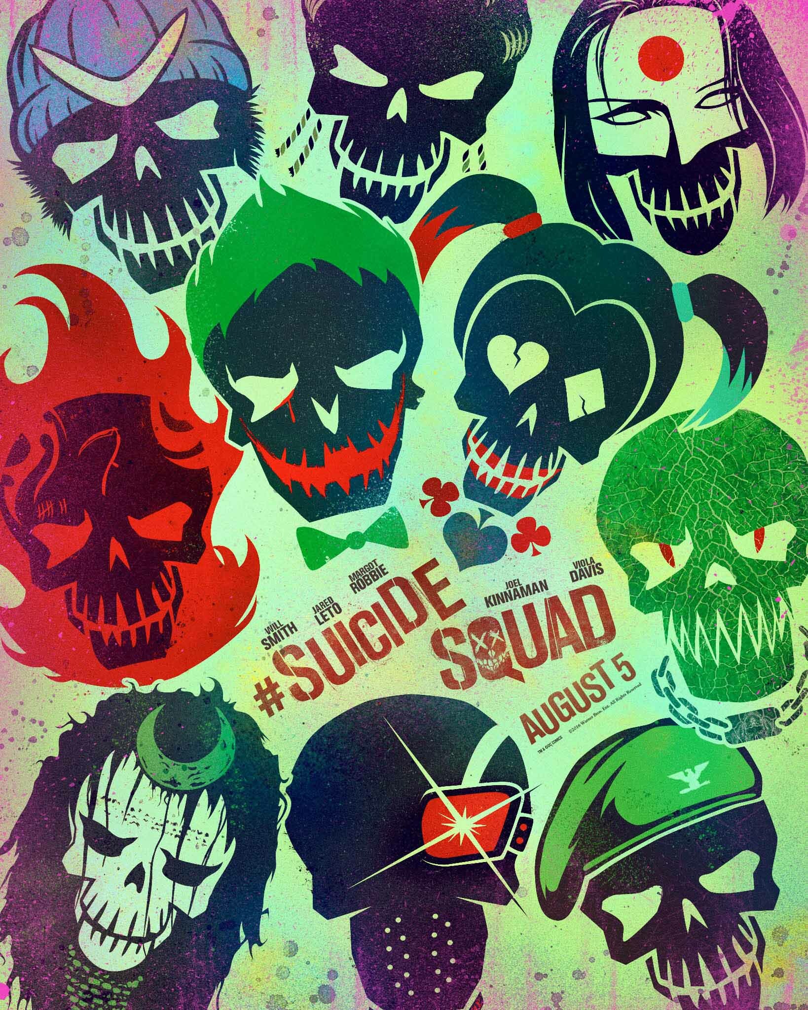 Suicide Squad: Premiered in New York City on August 1, 2016, and was released in the United States in RealD 3D, IMAX, and IMAX 3D on August 5, 2016, Poster. 1640x2050 HD Wallpaper.