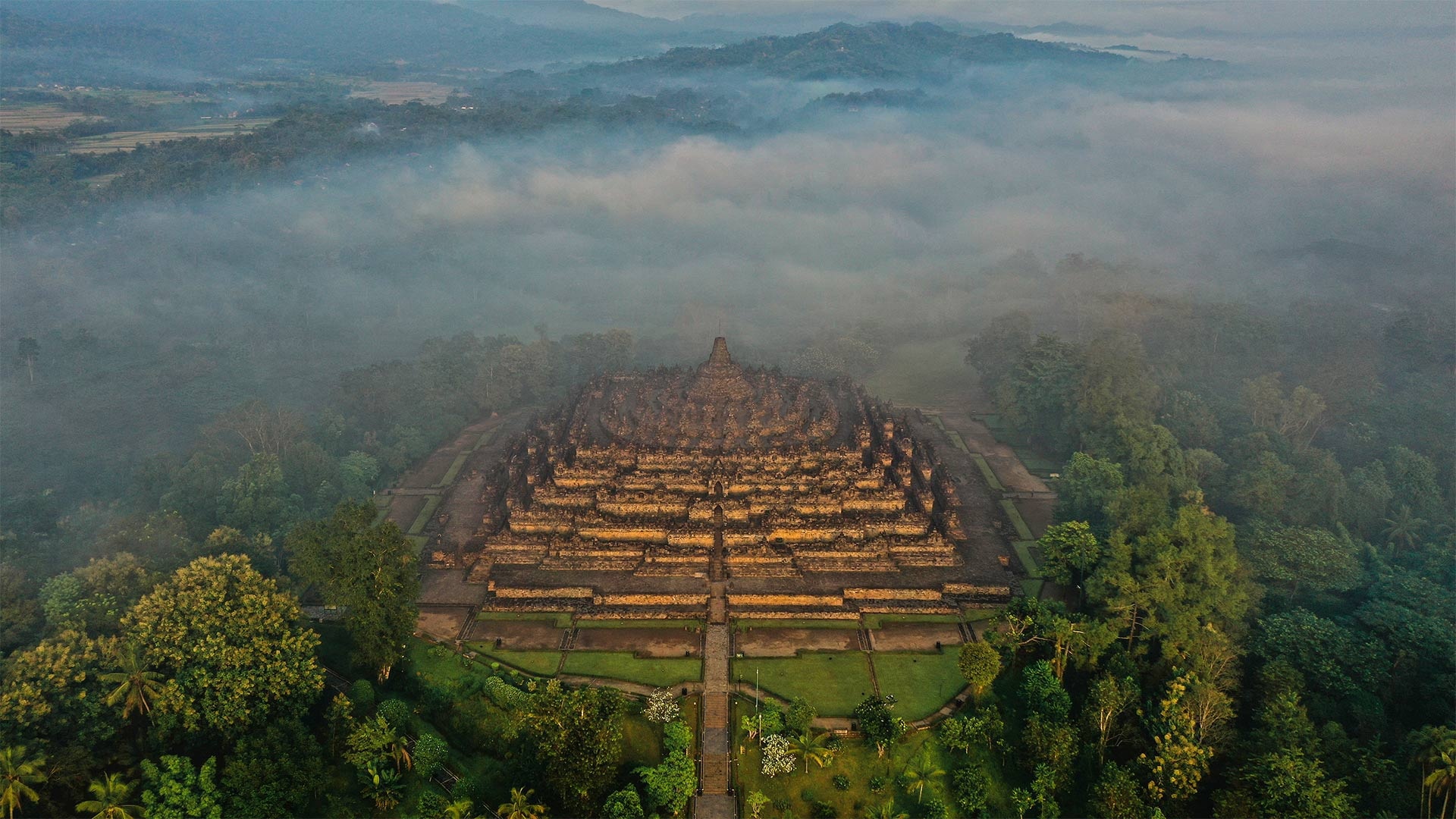 Borobudur in der, Der provinz jawa, Provinz jawa tengah, Jawa tengah indonesien, 1920x1080 Full HD Desktop