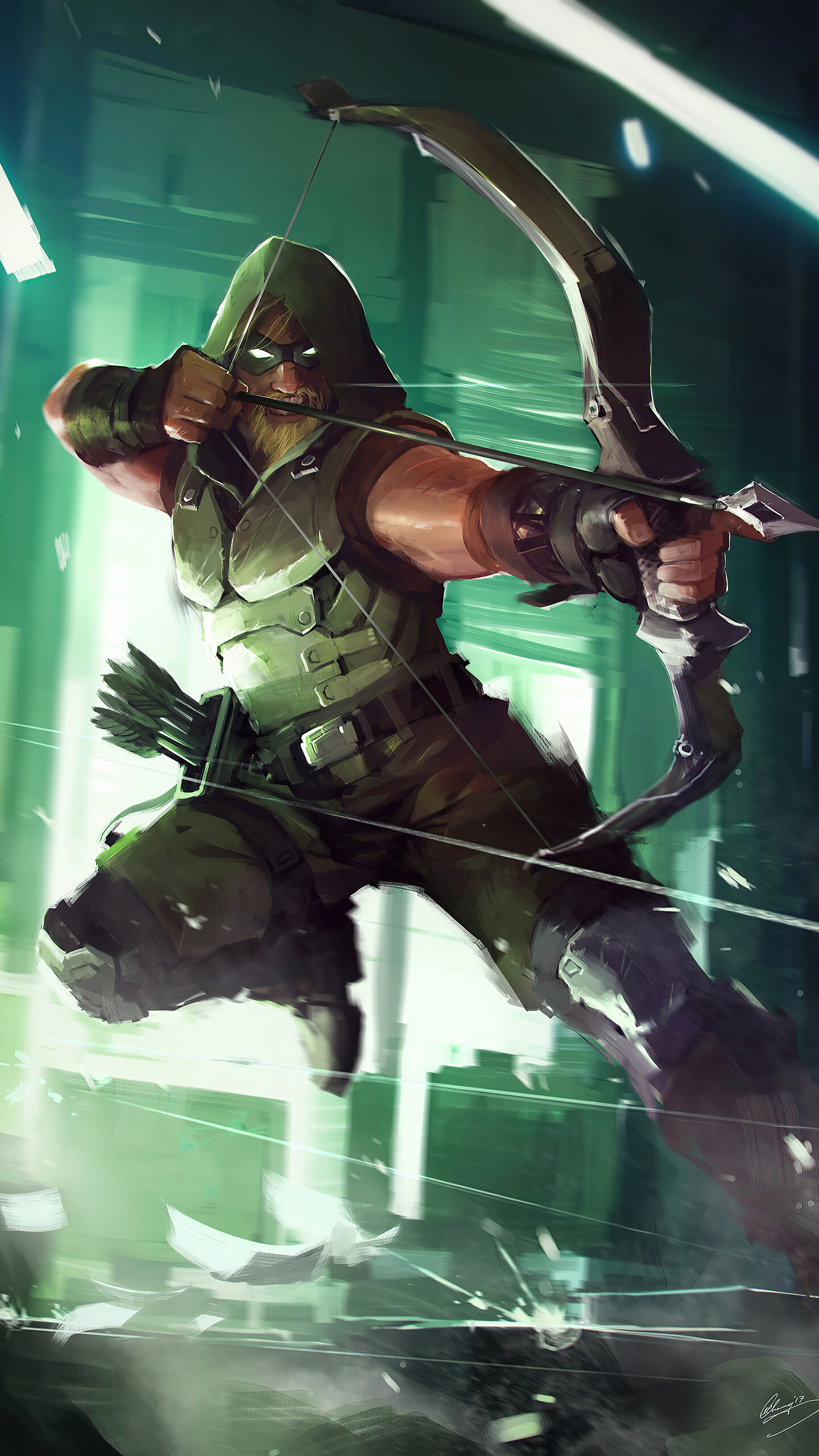 Green Arrow: DC character, An archer who uses his skills to fight crime. 1440x2560 HD Background.