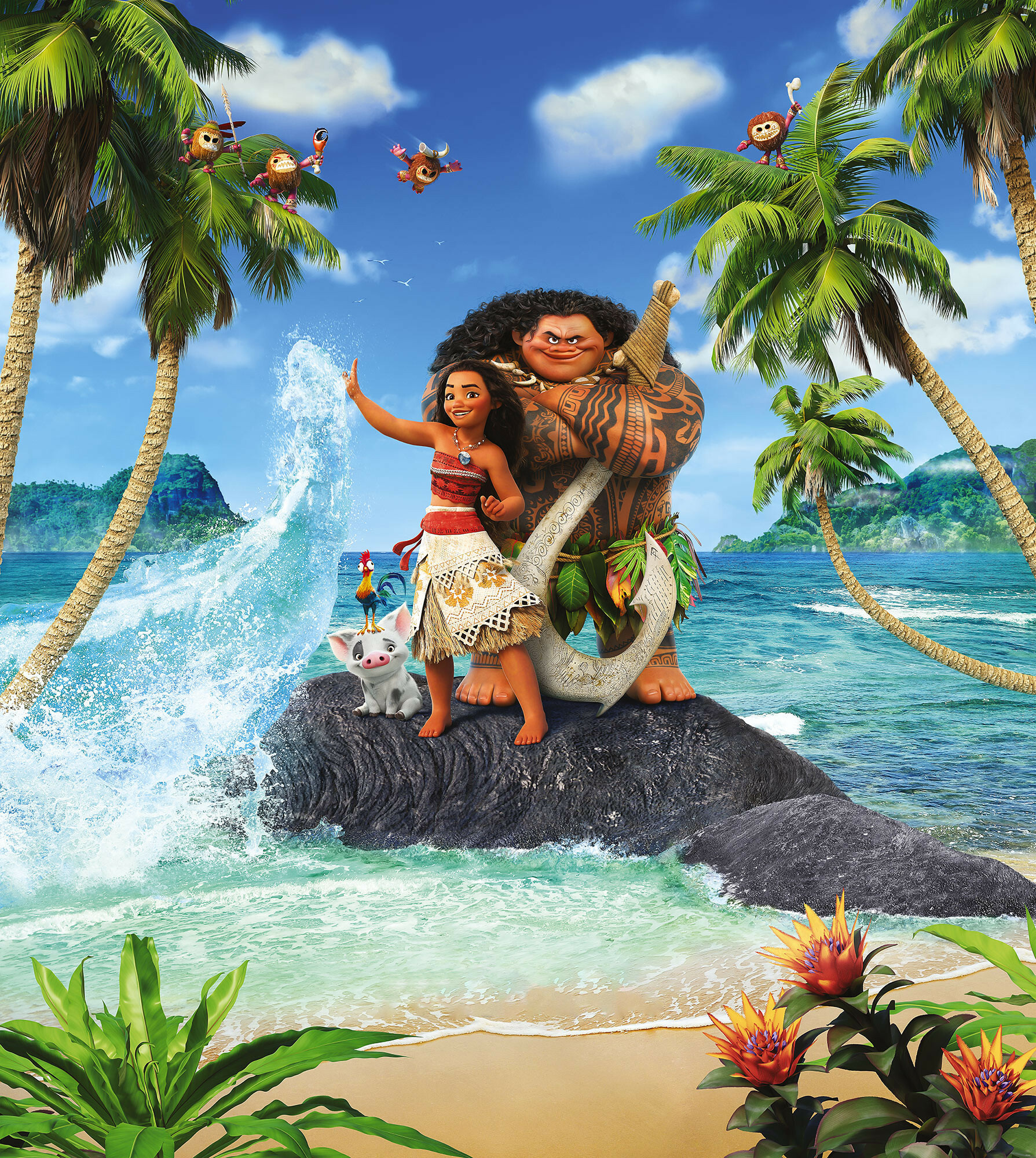 Moana: The story of a Polynesian island chief's adolescent daughter, Maui, Heihei, Pua. 1790x2000 HD Wallpaper.