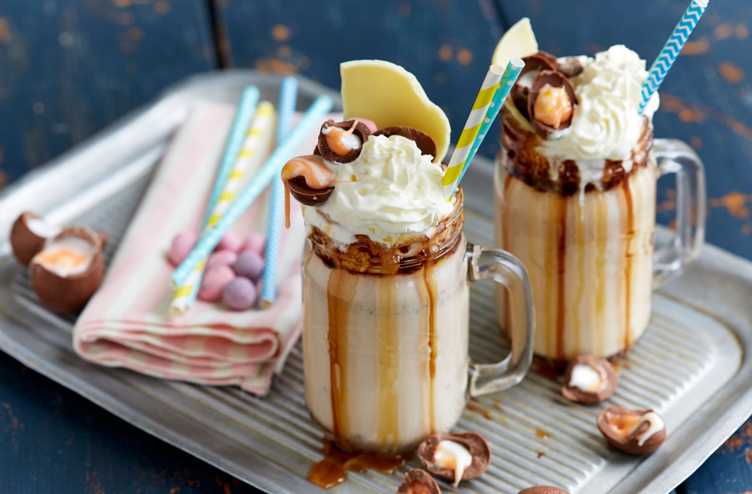 Milkshake: Shake, Made with chocolate ice cream, creme eggs. 2560x1690 HD Background.