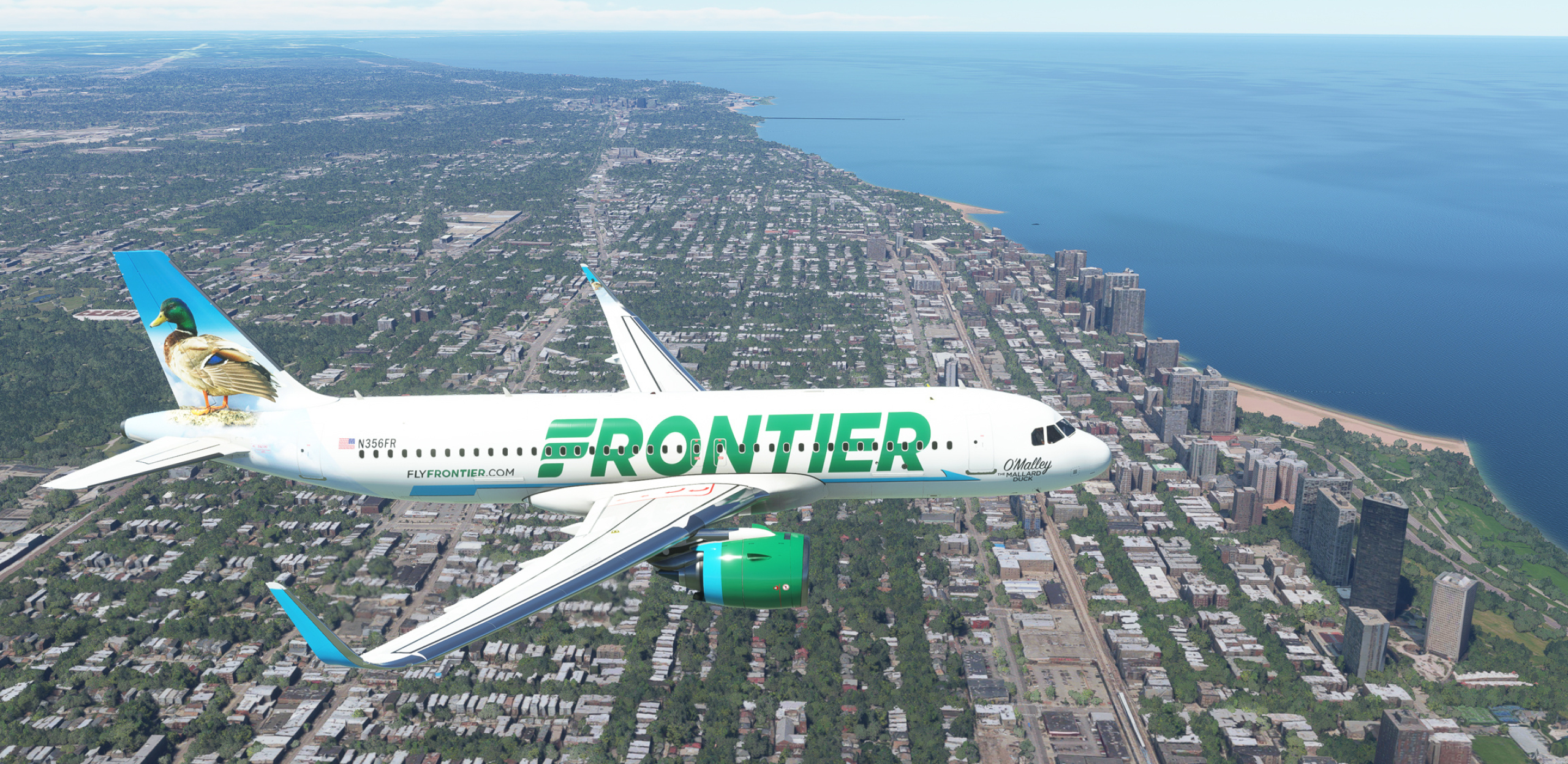 Frontier Airlines, Vibrant cityscape, Urban adventure, Travel inspiration, 2560x1250 Dual Screen Desktop