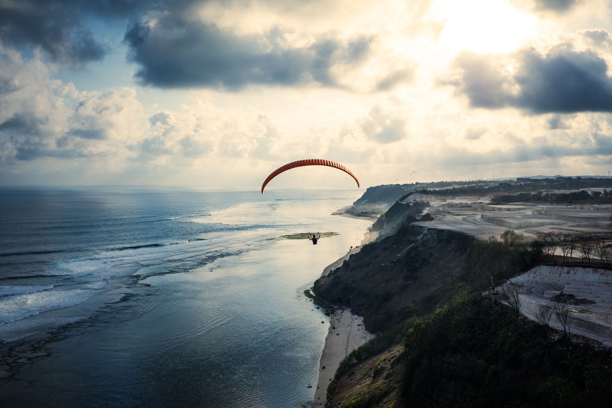Paragliding: Seashore recreational and competitive adventure air sports, Ultralight aviation. 2050x1370 HD Wallpaper.