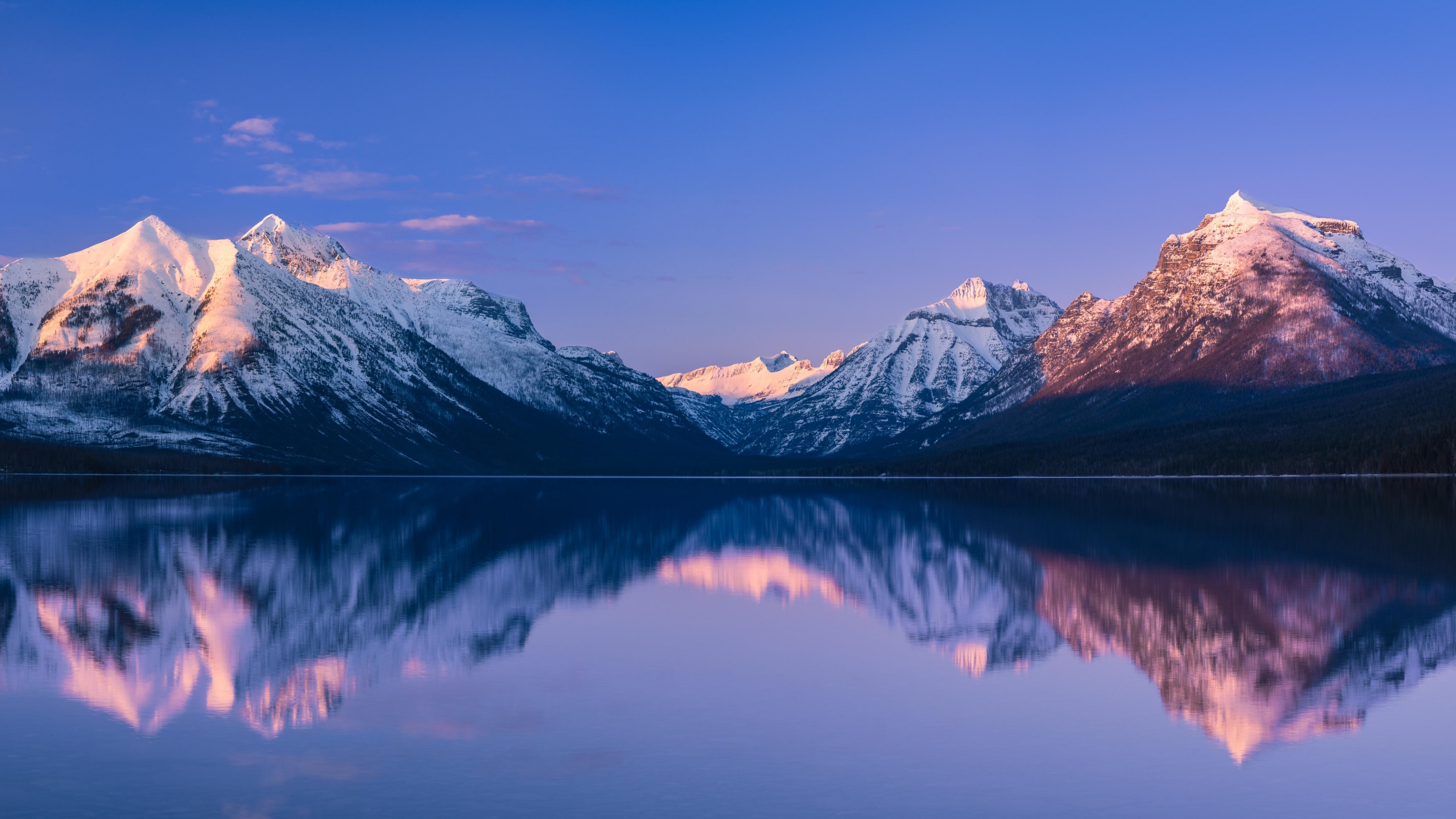 Glacier Park beauty, McDonald Lake, Snowy nature, 4K wallpaper, 3840x2160 4K Desktop