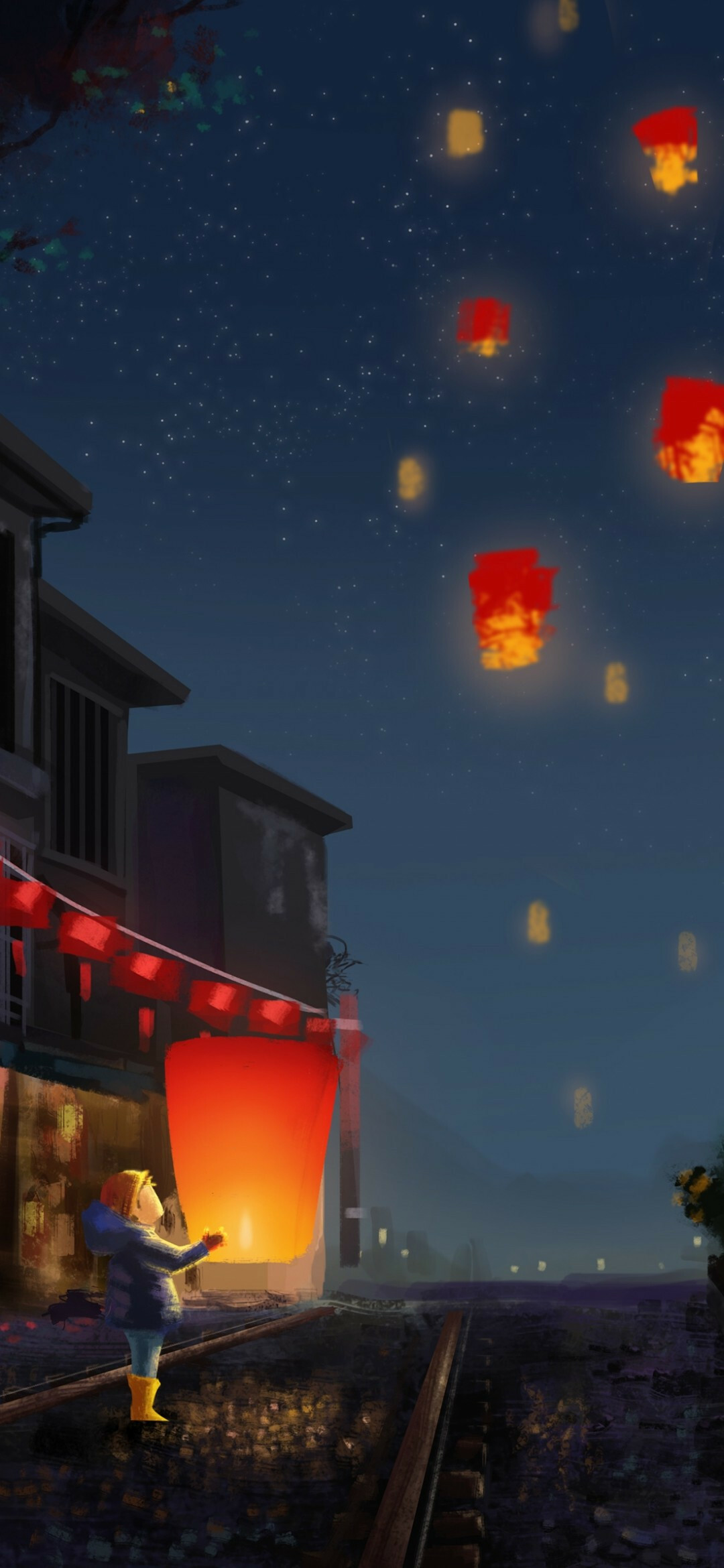 Chinese New Year: Lantern Festival, Has strongly influenced Lunar New Year celebrations of its 56 ethnic groups. 1080x2340 HD Background.