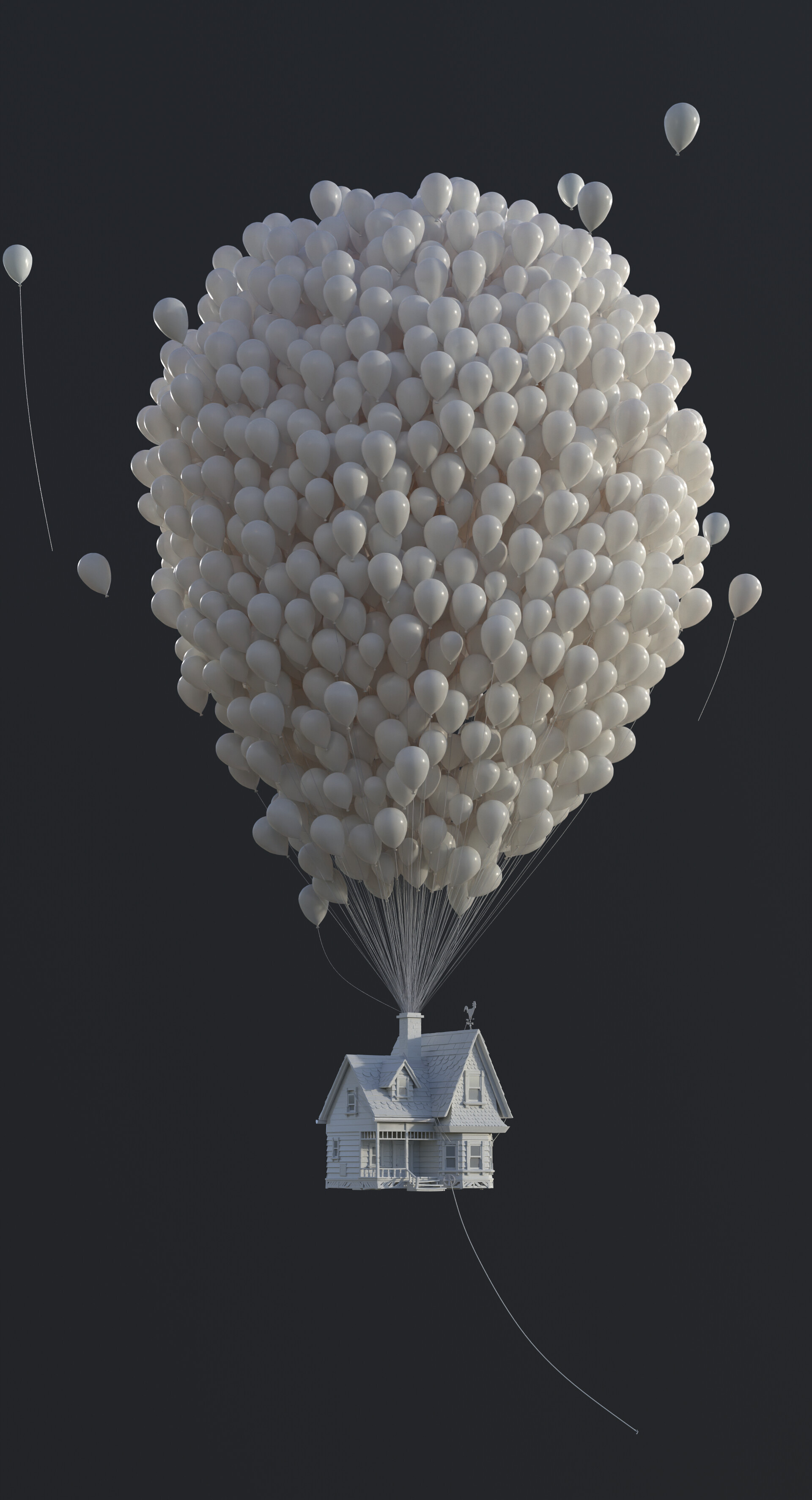Cluster Ballooning: Cluster ballooning house 3D model, Up computer-animated film, Walt Disney Pictures 2009. 1920x3550 HD Wallpaper.