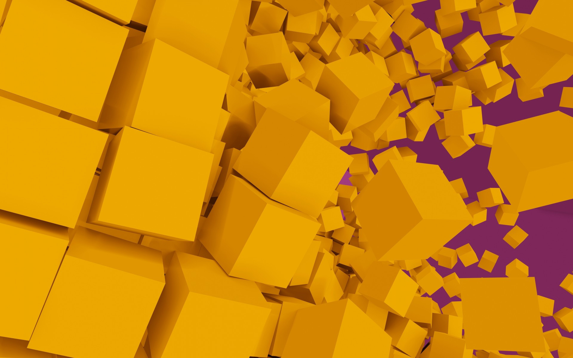 3D objects wallpaper, Yellow cubes design, Geometric shapes inspiration, Technology theme, 1920x1200 HD Desktop