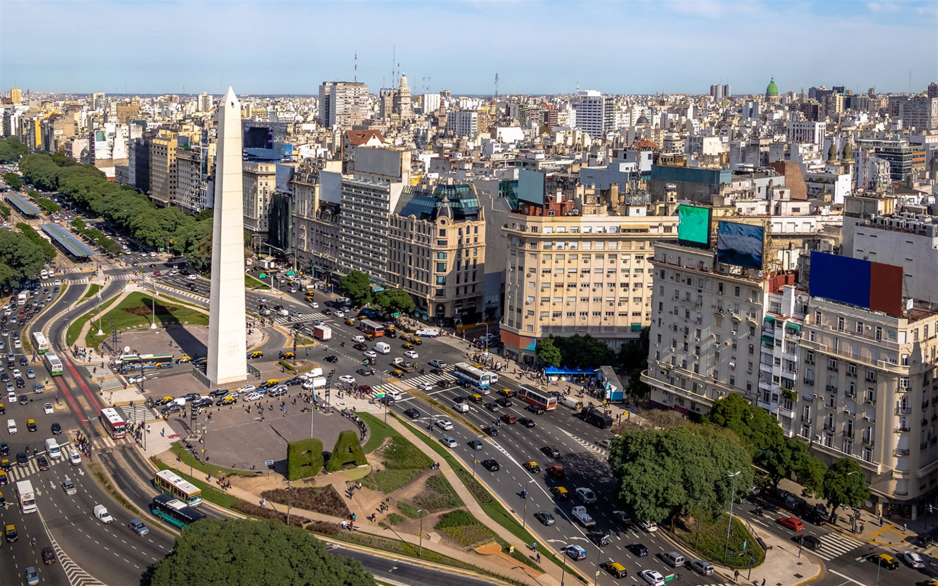 Obelisco de Buenos Aires, Monument square, Buenos Aires cityscape, 1920x1200 HD Desktop