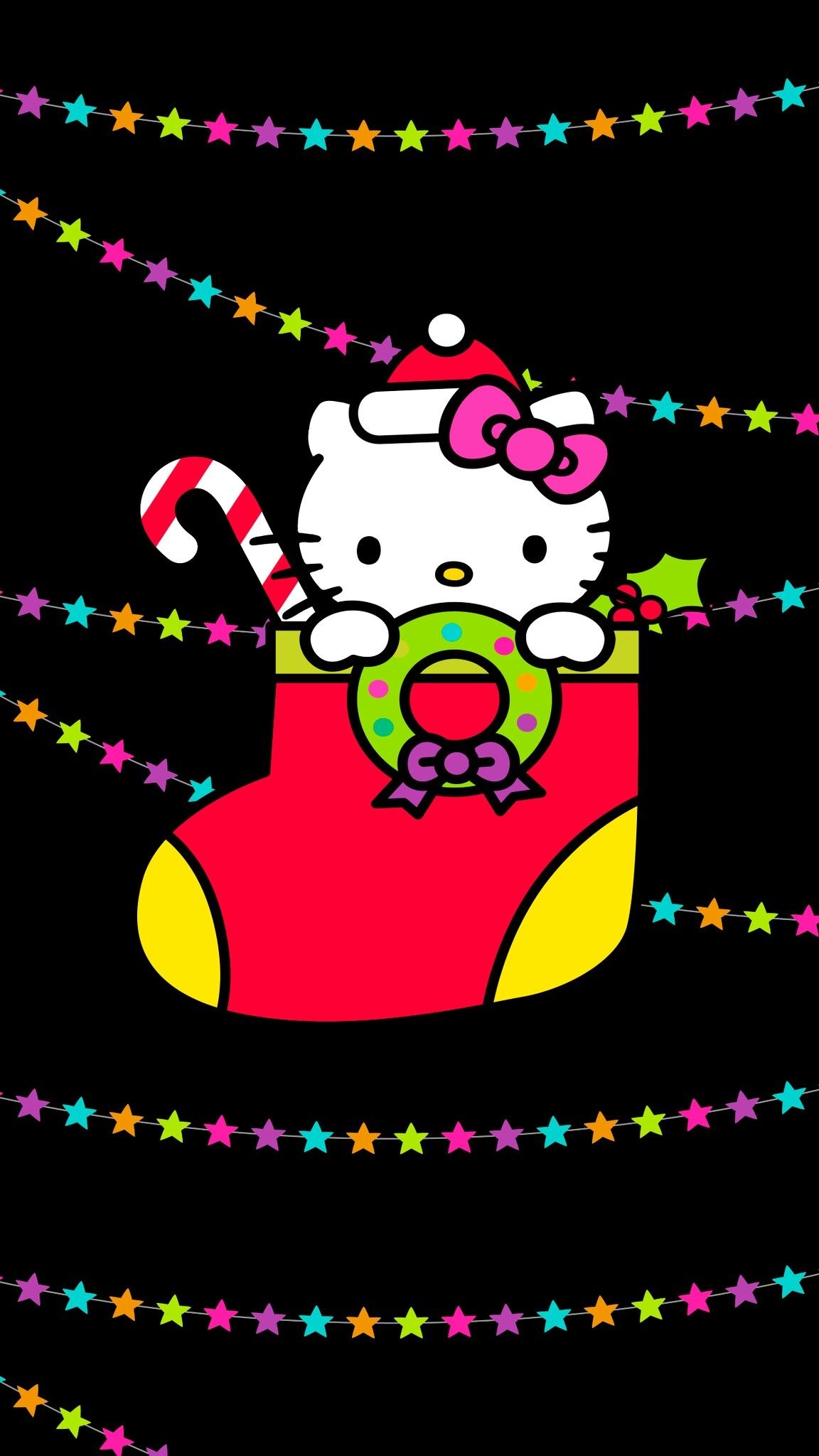 Hello Kitty Christmas, Festive decorations, Cute holiday spirit, Joyful celebrations, 1160x2050 HD Phone