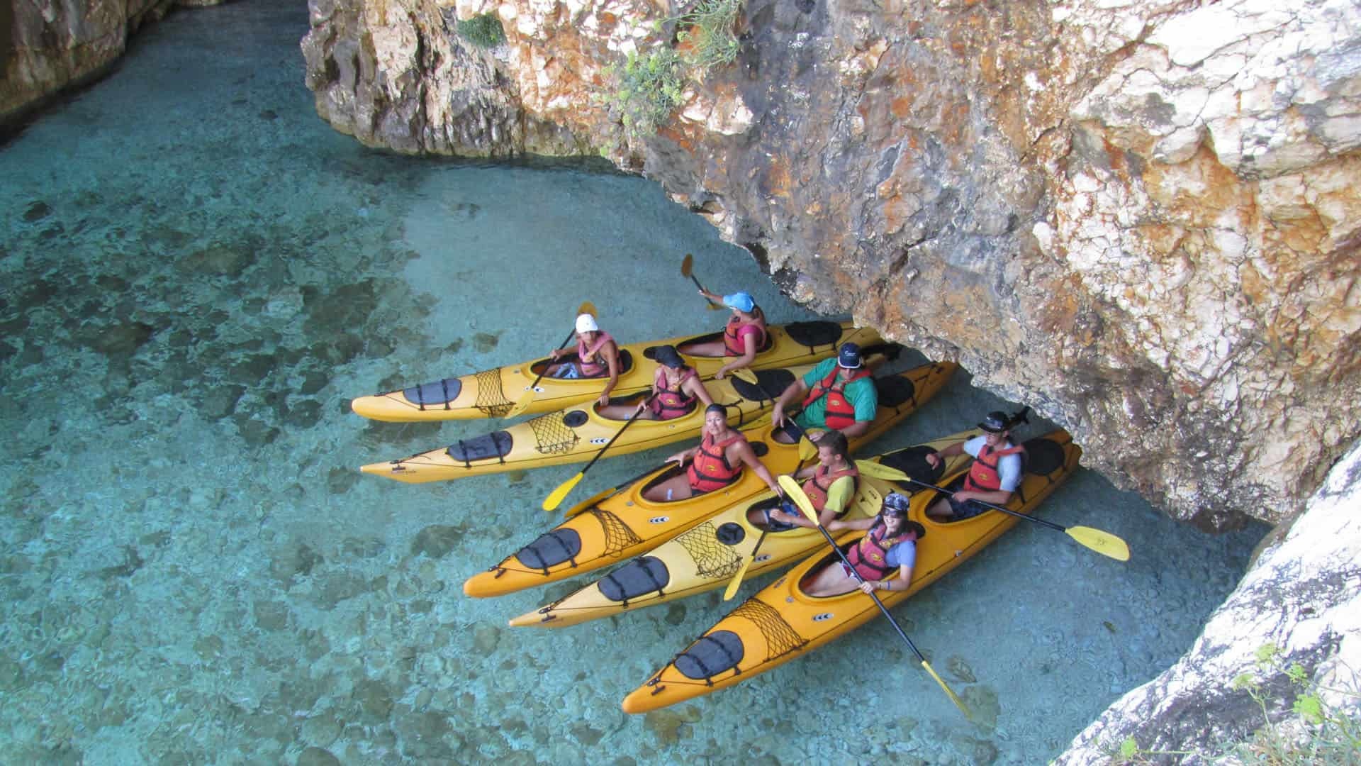 Kayaking: Rab Island group boating adventure, Small watercraft trips in Croatia. 1920x1080 Full HD Wallpaper.