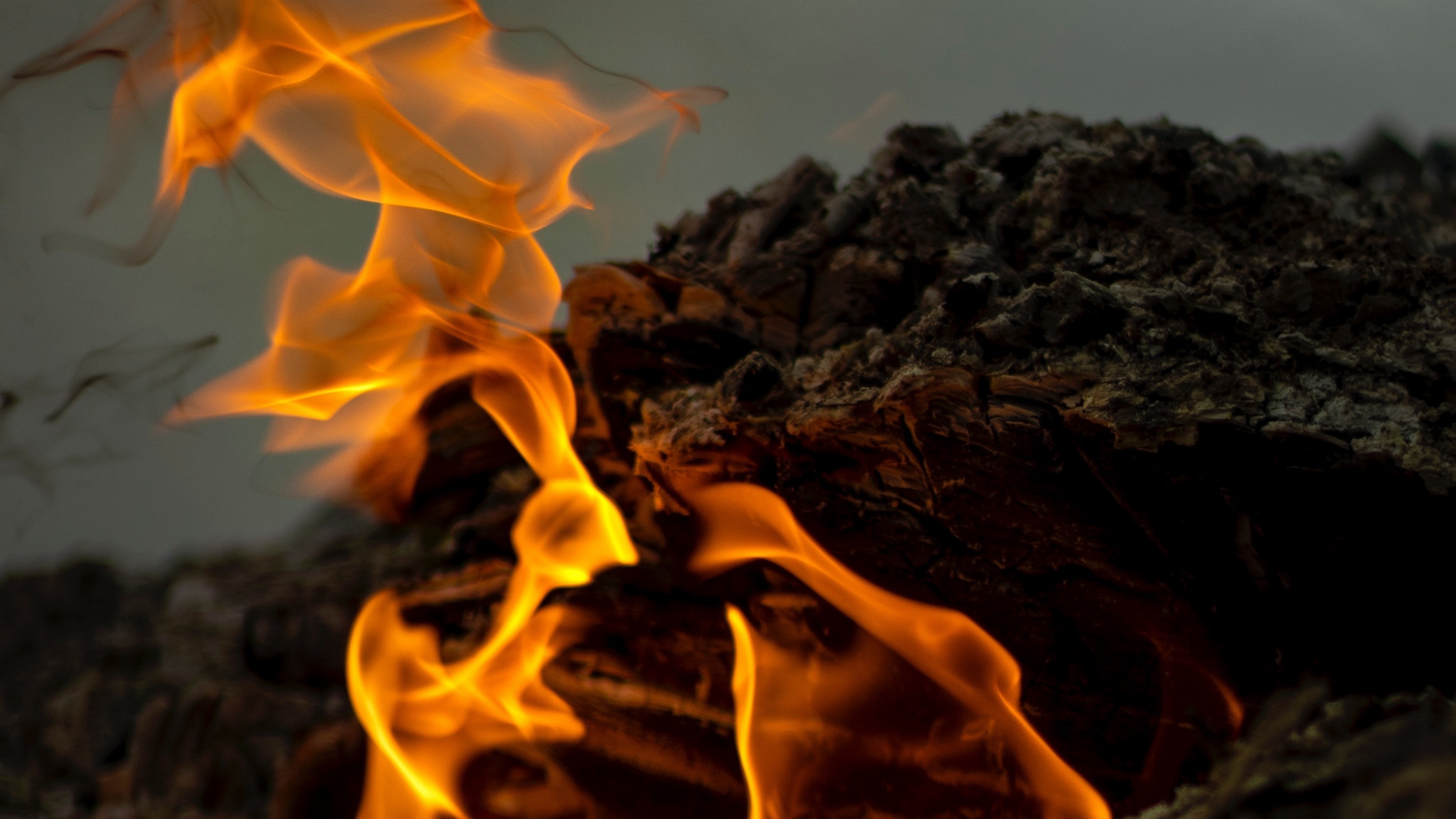 Intense flames, Fiery glow, Close-up view, Vibrant colors, Heat and energy, 3840x2160 4K Desktop