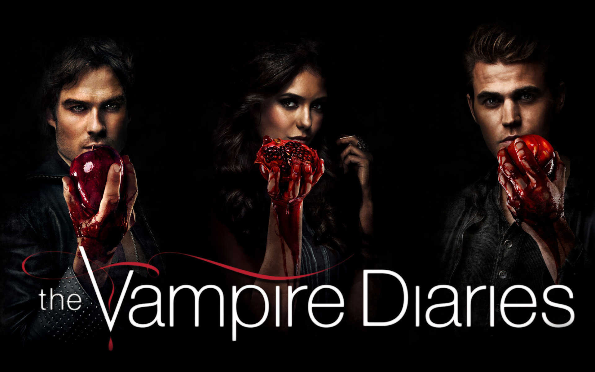 The Vampire Diaries (TV Series): Poster, Bleeding Fruits Metaphor, Vampires Trio, The Last Living Member Of The Petrova Family. 1920x1200 HD Background.