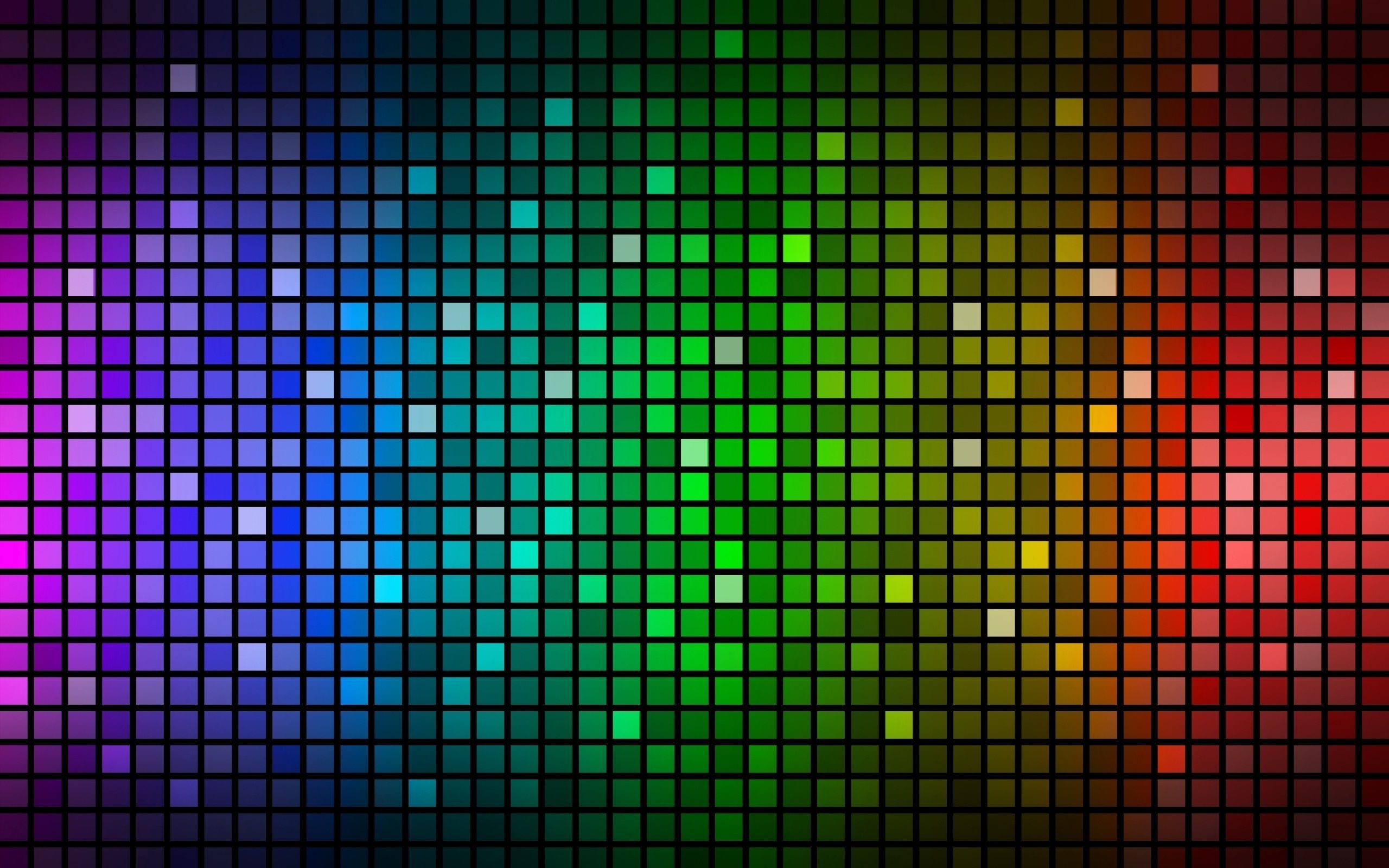 Disco: Colorful squares, Thousands of rainbow facets, nearly all of approximately the same shape. 2560x1600 HD Wallpaper.