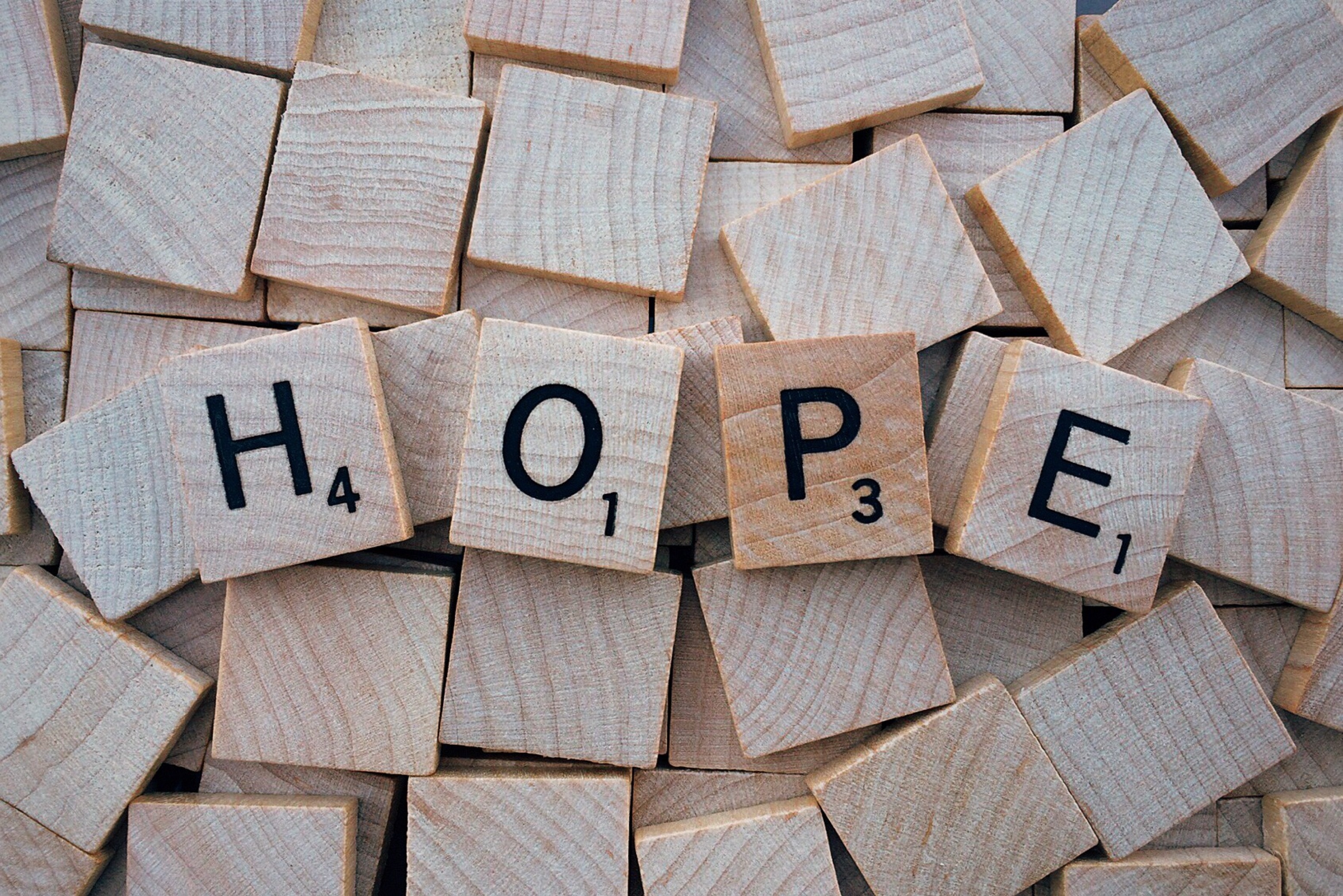 Scrabble: Hope, Wooden tiles that are used in a classic American word game. 3120x2090 HD Wallpaper.